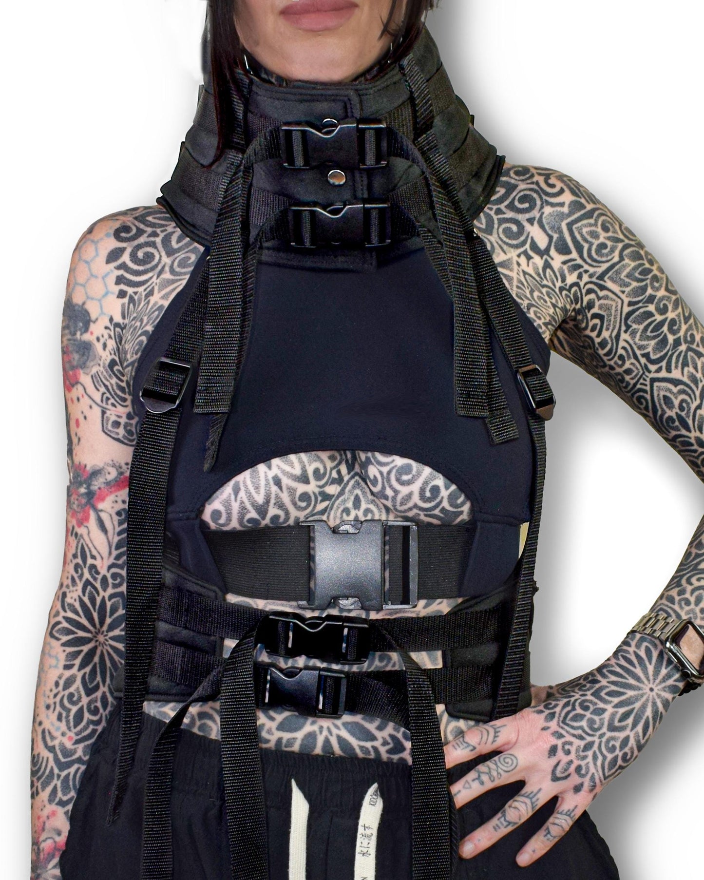 Black Cyberpunk Techwear Body Harness/jacket. Futuristic//goth//festival//clubwear.