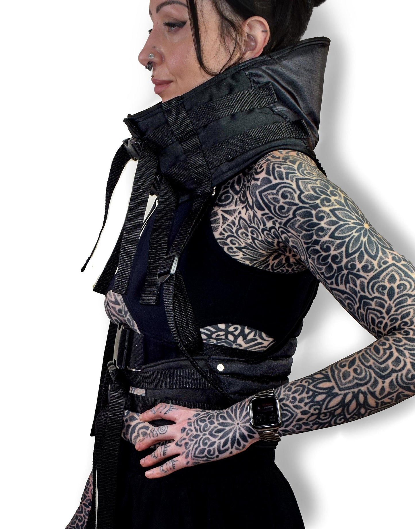 Black Cyberpunk Techwear Body Harness/jacket. Futuristic//goth//festival//clubwear.