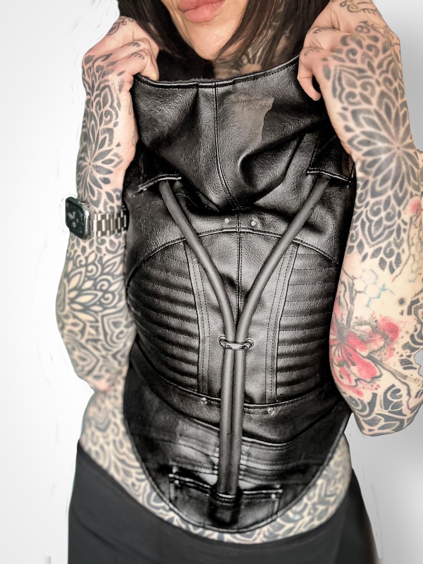 Vegan Leather Chest Armour. Post Apocalytpic//festival//clubwear//adjustable.