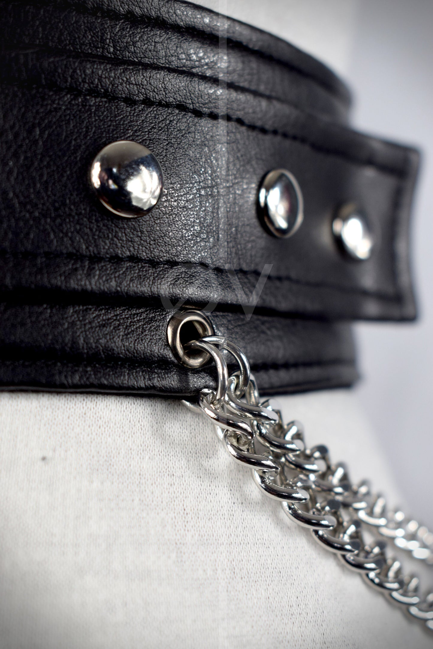 Adjustable Wide Black Vegan Leather Harness Belt with Chain and Ring Detail // Goth/ Fetish/ Industrial.