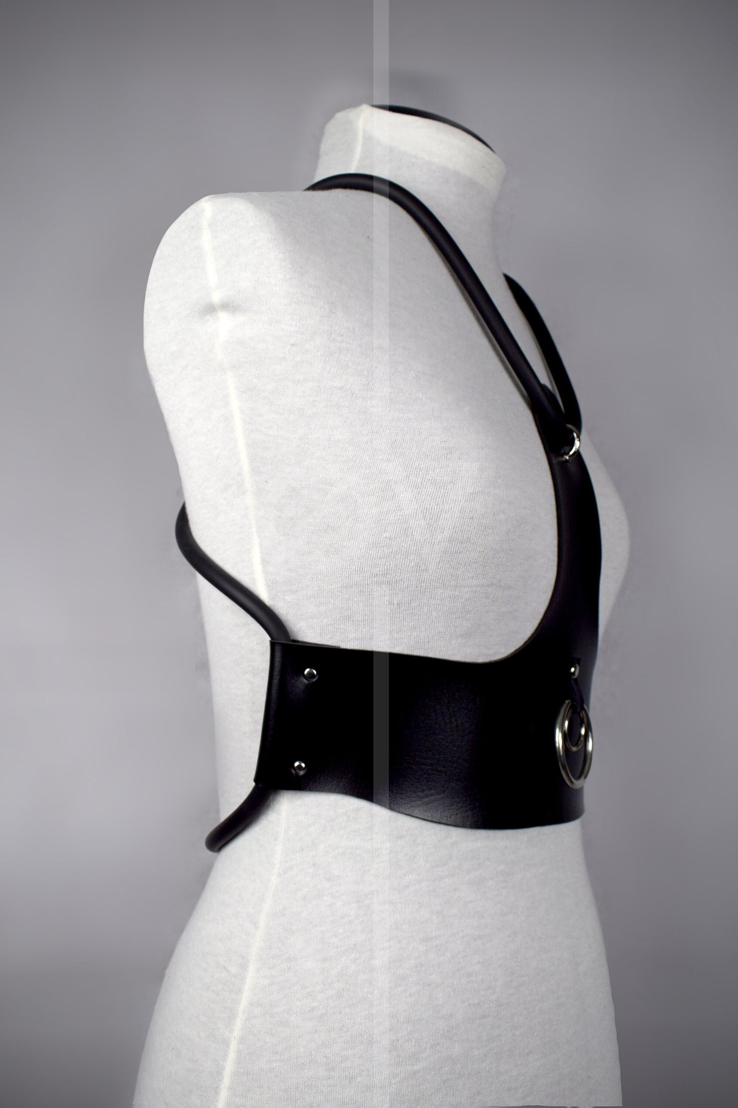 Vegan Leather Harness/Corset/Belt with Tubing detail // Goth / Fetish