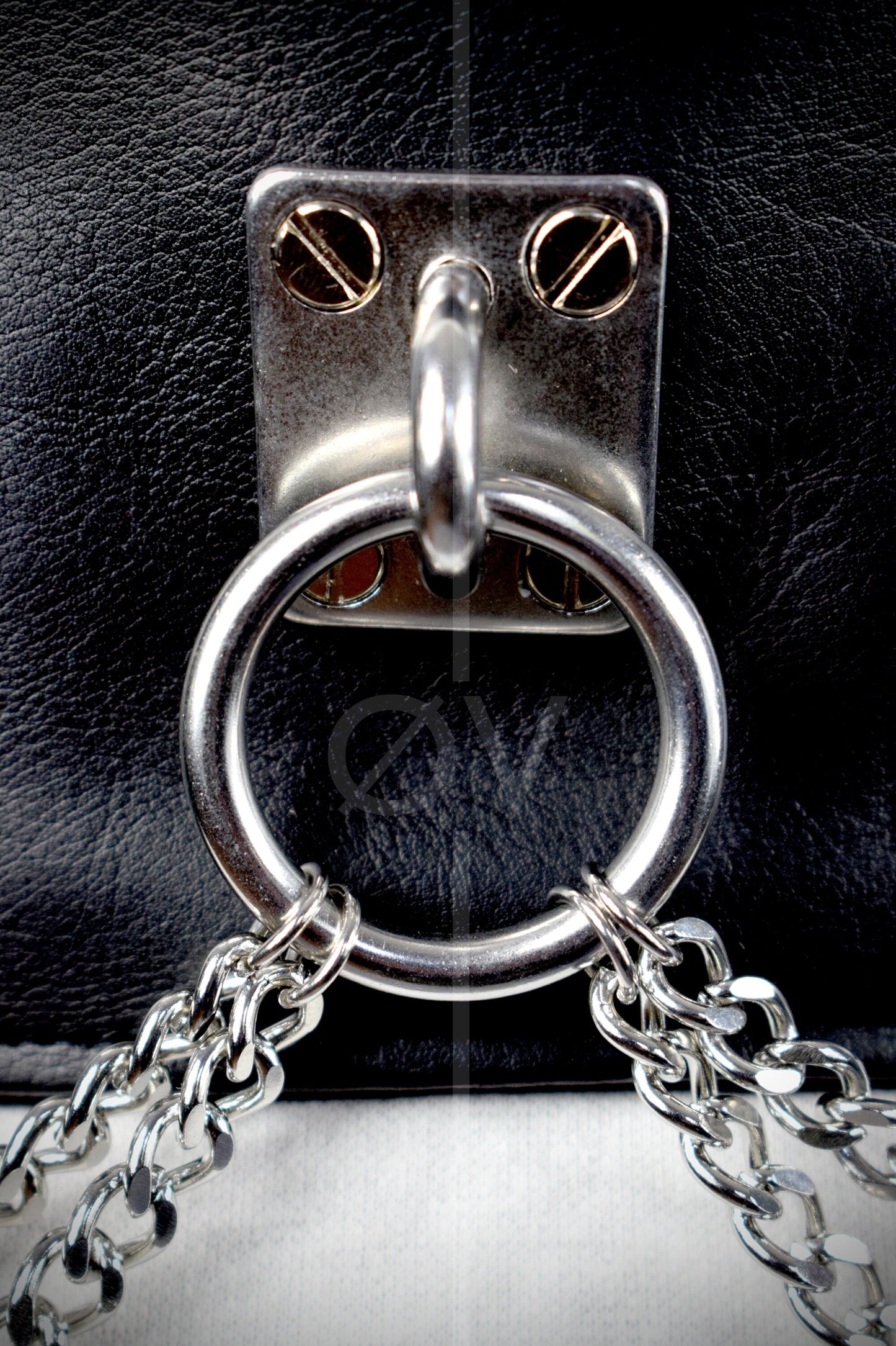 Adjustable Wide Black Vegan Leather Harness Belt with Chain and Ring Detail // Goth/ Fetish/ Industrial.