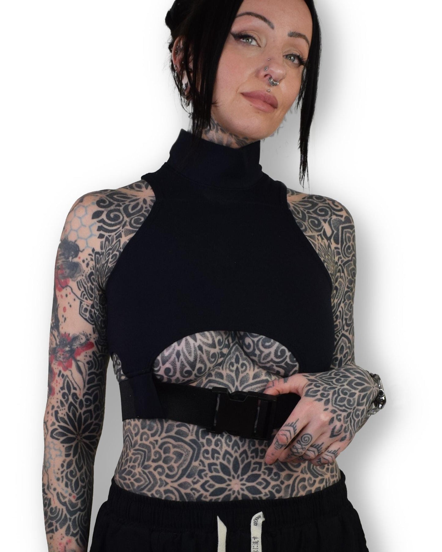 Techwear Sportswear Underbust Cut Out Crop Top //Goth//Festival//clubwear//