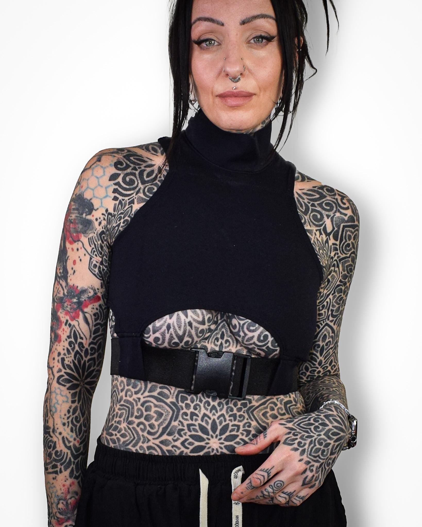 Techwear Sportswear Underbust Cut Out Crop Top //Goth//Festival//clubwear//