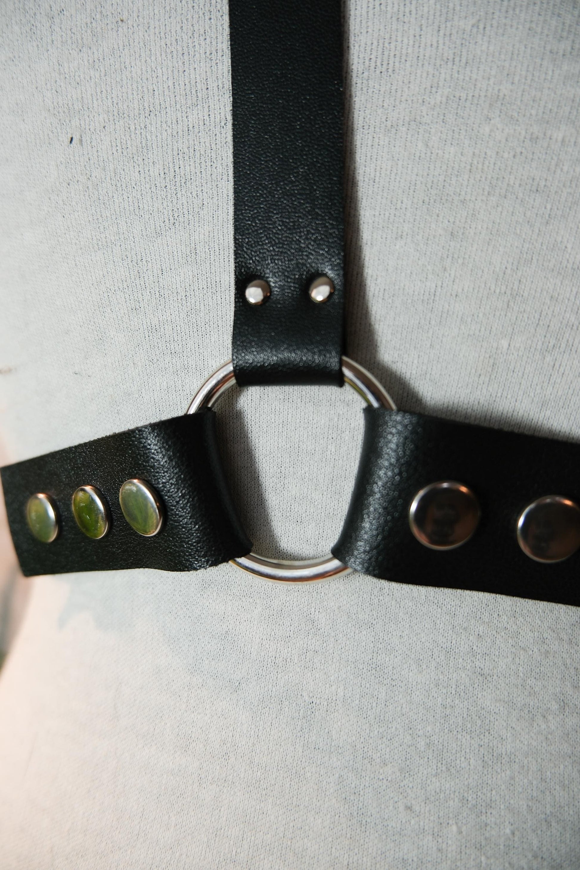 Vegan Leather Adjustable Chain and Tubing Harness. Goth//fetish//festival