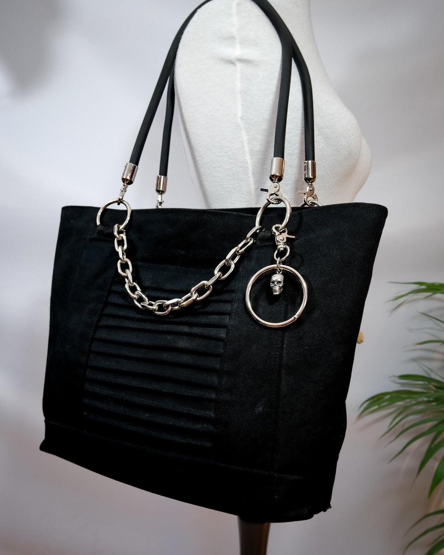 Silver Skull Ring Bag Charm Clip// Backpack Belt Goth Metal. Bird/Cow.