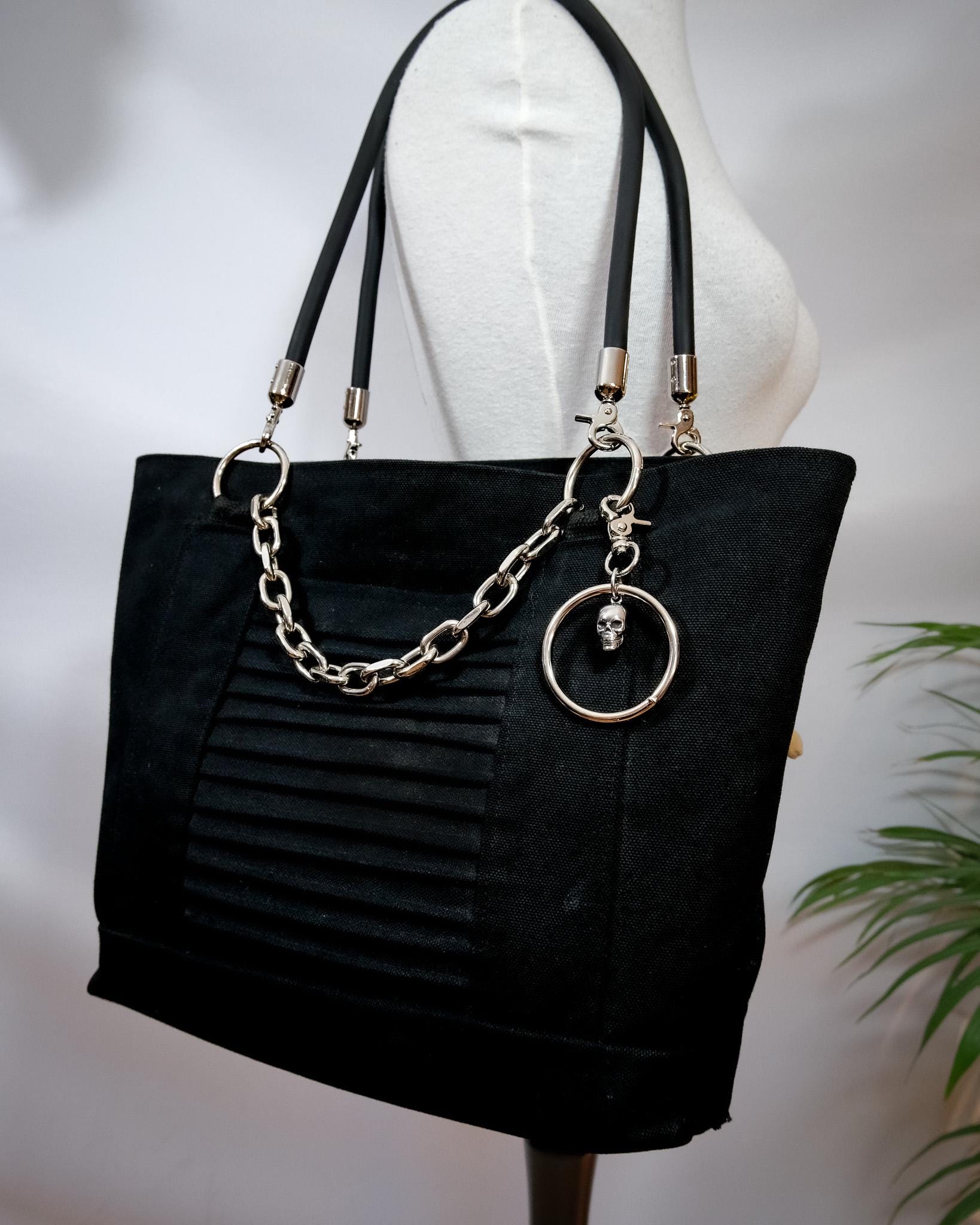 Silver Skull Ring Bag Charm Clip// Backpack Belt Goth Metal. Bird/Cow.