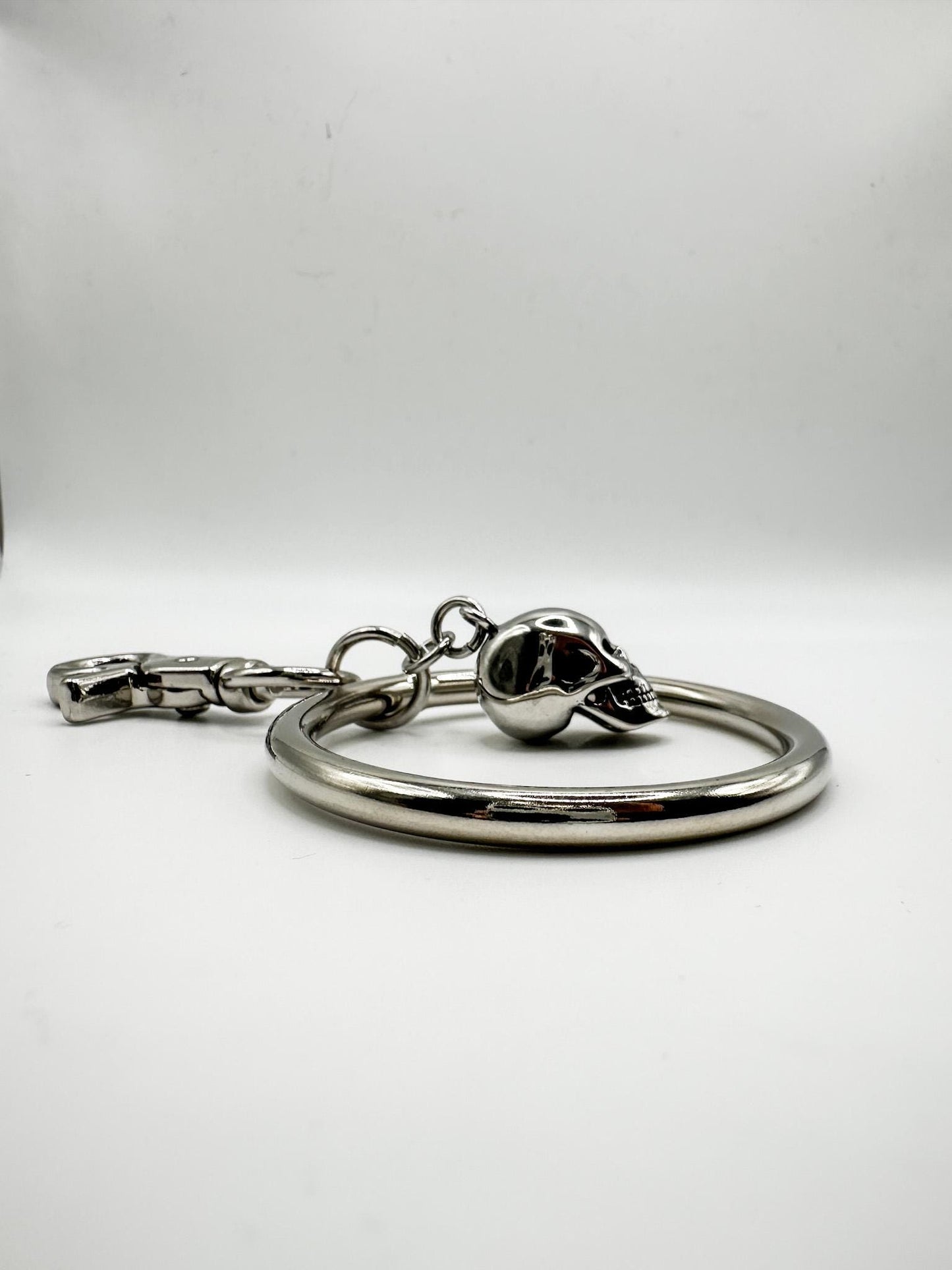Silver Skull Ring Bag Charm Clip// Backpack Belt Goth Metal. Bird/Cow.