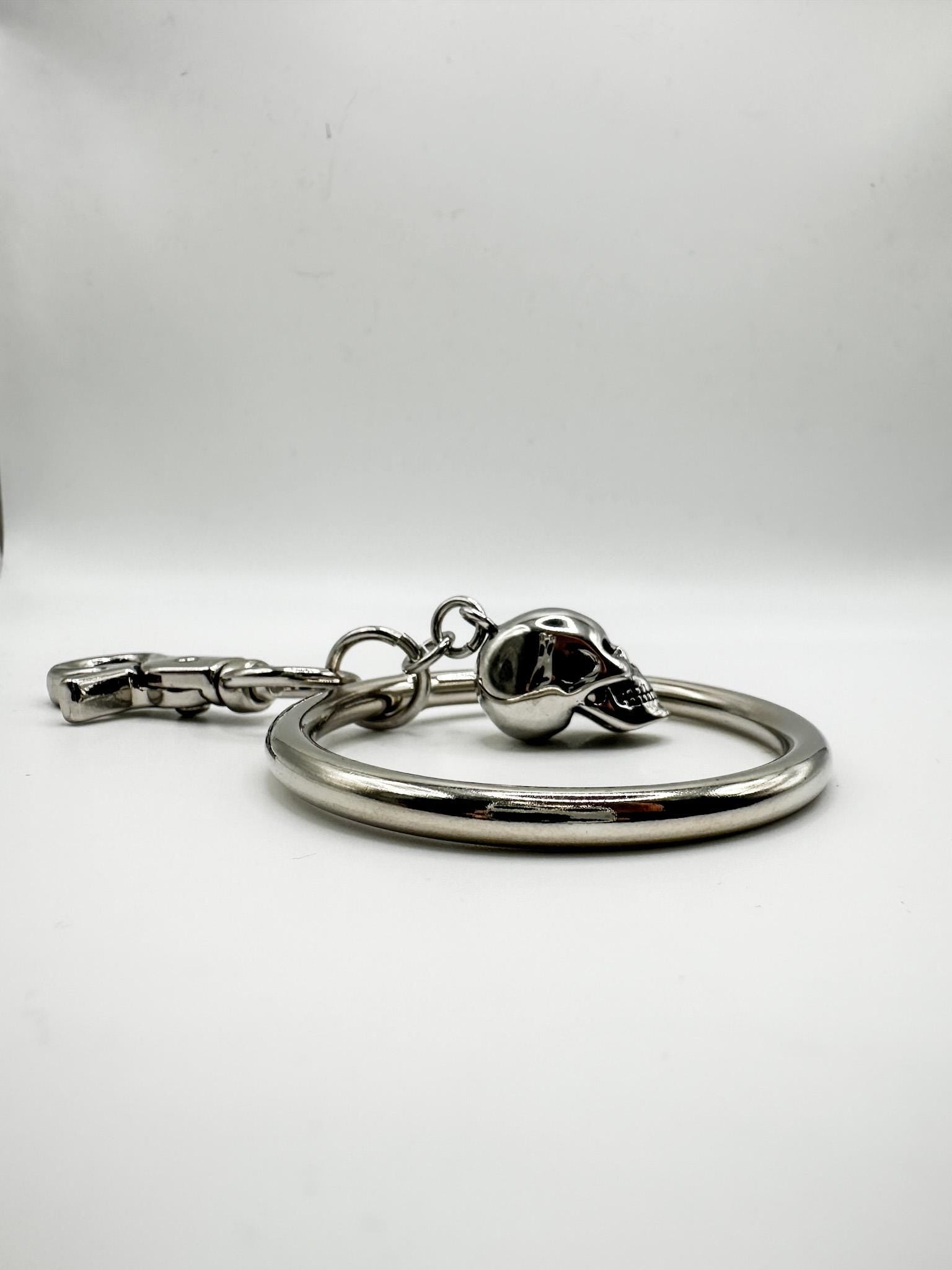 Silver Skull Ring Bag Charm Clip// Backpack Belt Goth Metal. Bird/Cow.