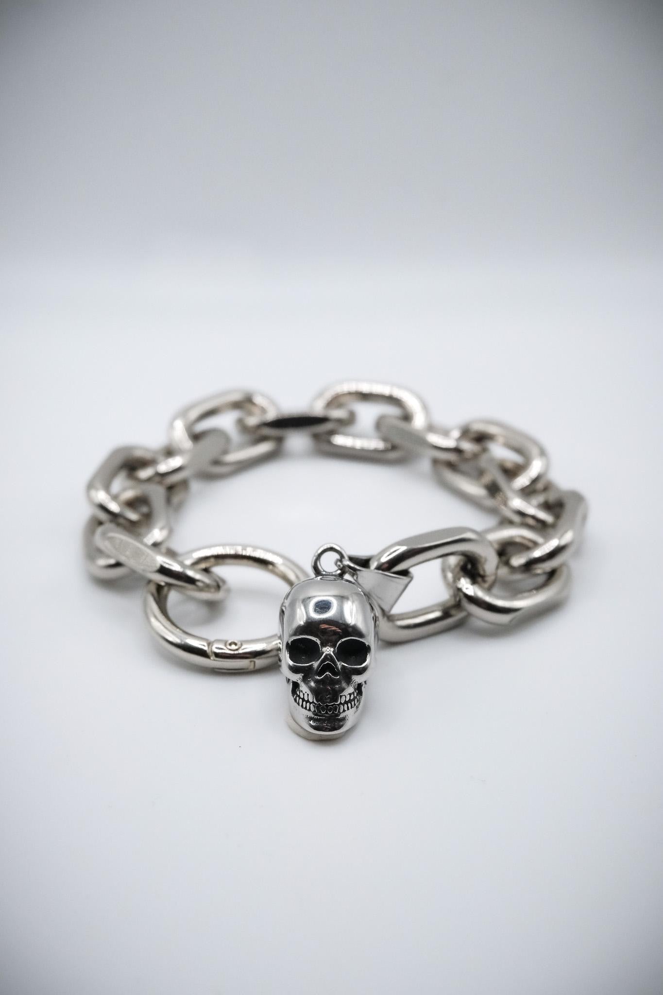 Chunky Cable Chain Link Skull Bracelet //Gothic Alternative Avant Garde Jewellery