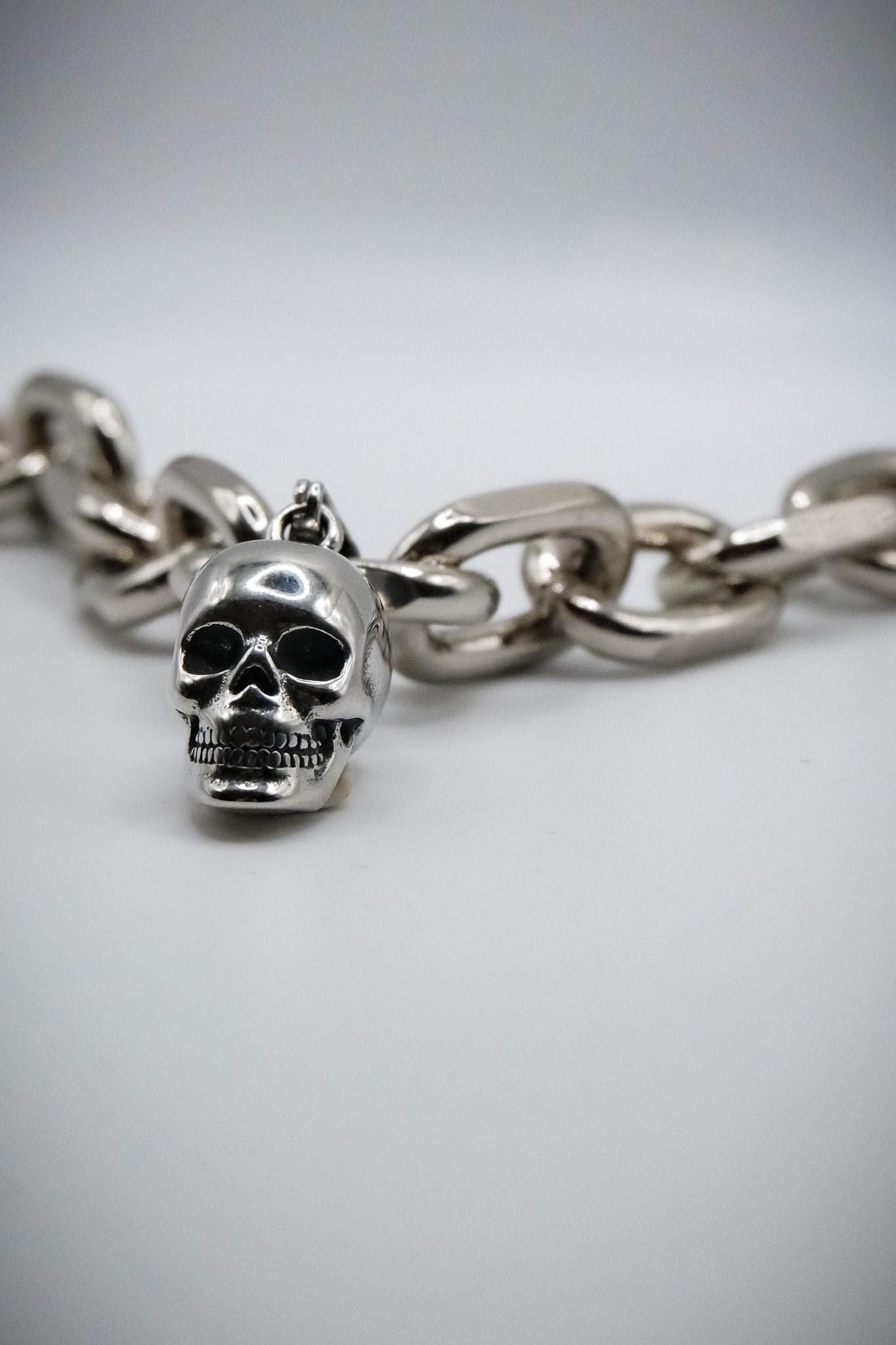 Chunky Cable Chain Link Skull Bracelet //Gothic Alternative Avant Garde Jewellery