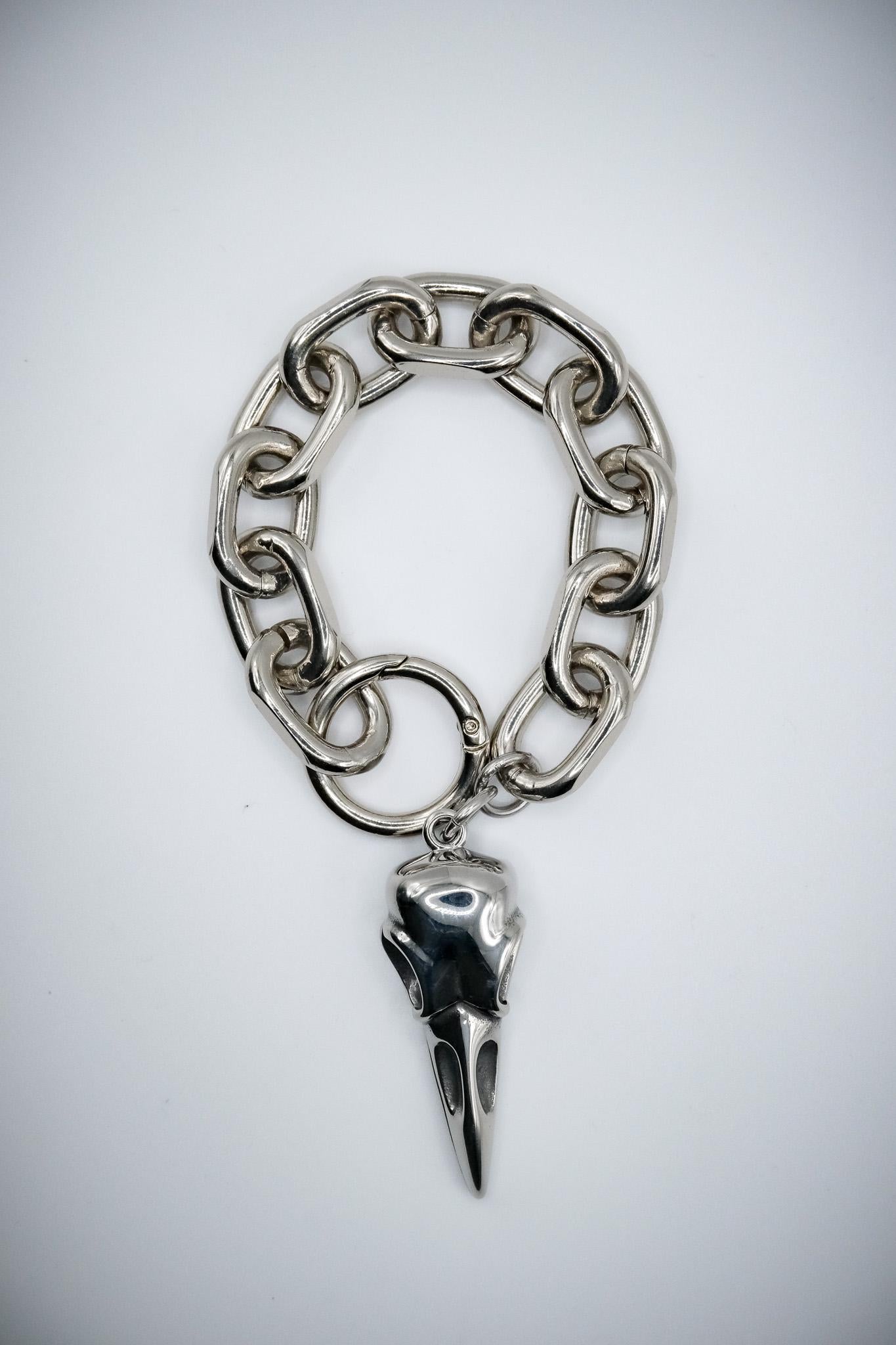 Chunky Cable Chain Link Bird Skull Bracelet //Gothic Alternative Animal Avant Garde Jewellery