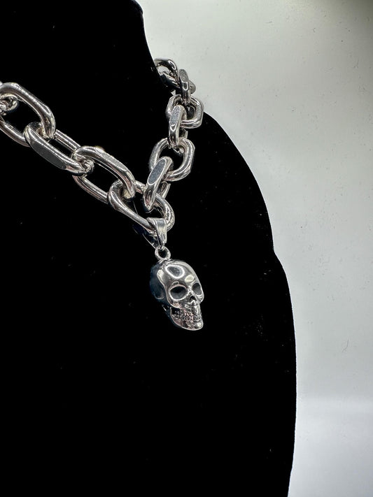 Chunky Cable Chain Link Skull Necklace //Gothic Alternative Animal Avant Garde Jewellery