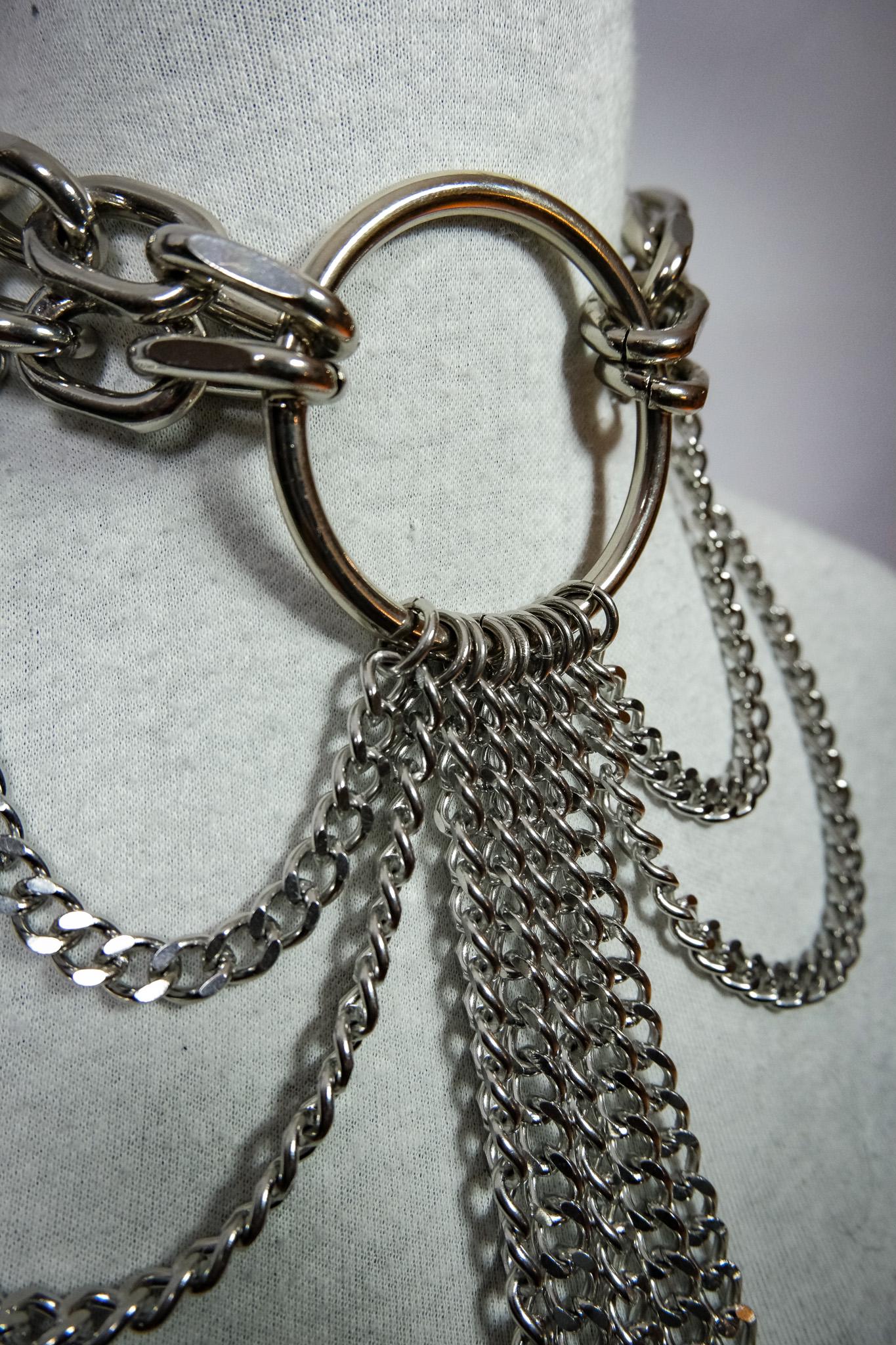 Chunky Cable Chain and Curb Chain O Ring Choker Necklace //Gothic Alternative Animal Garde Jewellery