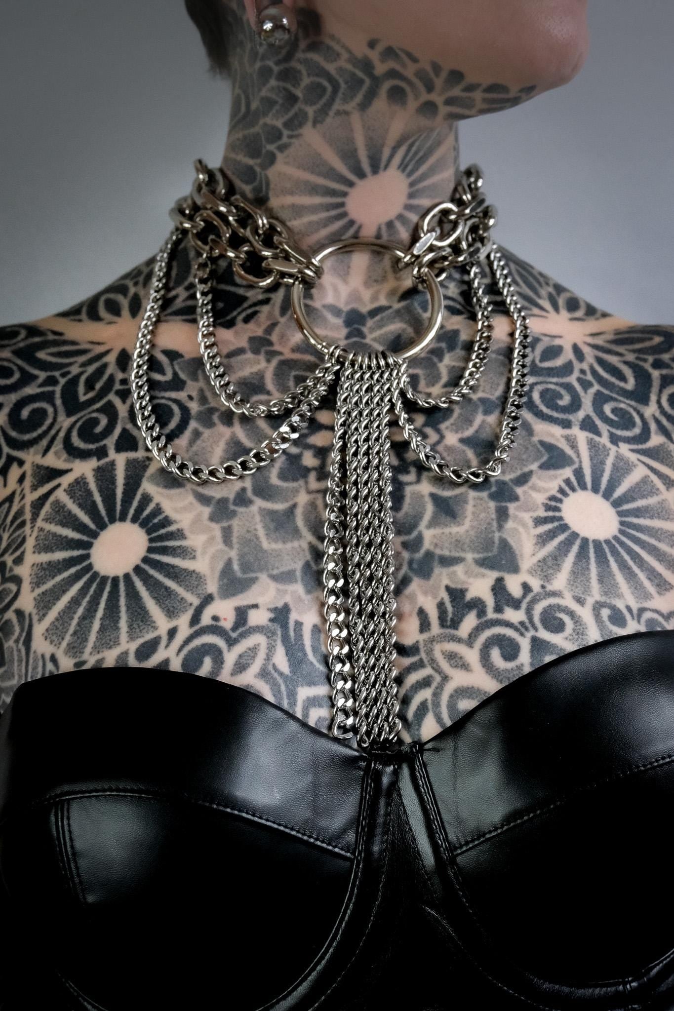 Chunky Cable Chain and Curb Chain O Ring Choker Necklace //Gothic Alternative Animal Garde Jewellery