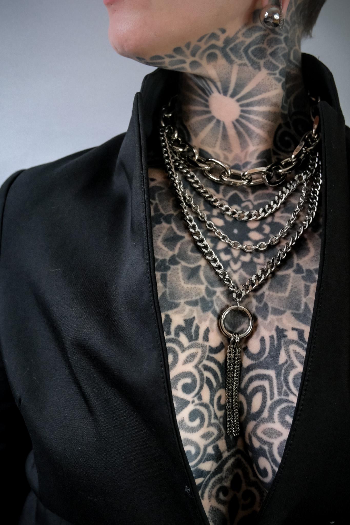 Chunky Cable Chain and Curb Chain O Ring Choker Necklace //Gothic Alternative Garde Jewellery