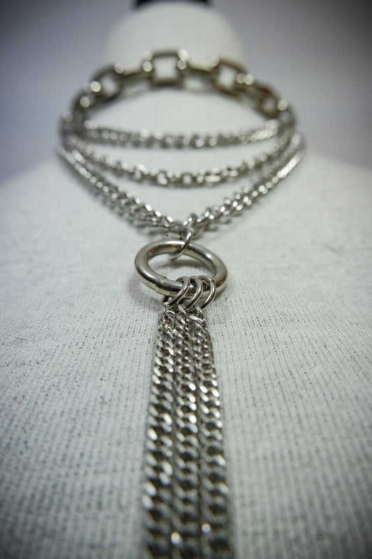 Chunky Cable Chain and Curb Chain O Ring Choker Necklace //Gothic Alternative Garde Jewellery