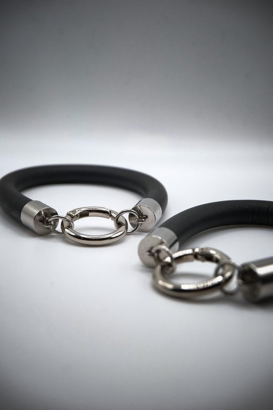 Minimalist Bracelet // Rubber Tubing and Stainless Steel O ring and Detail // Goth Avant Garde.