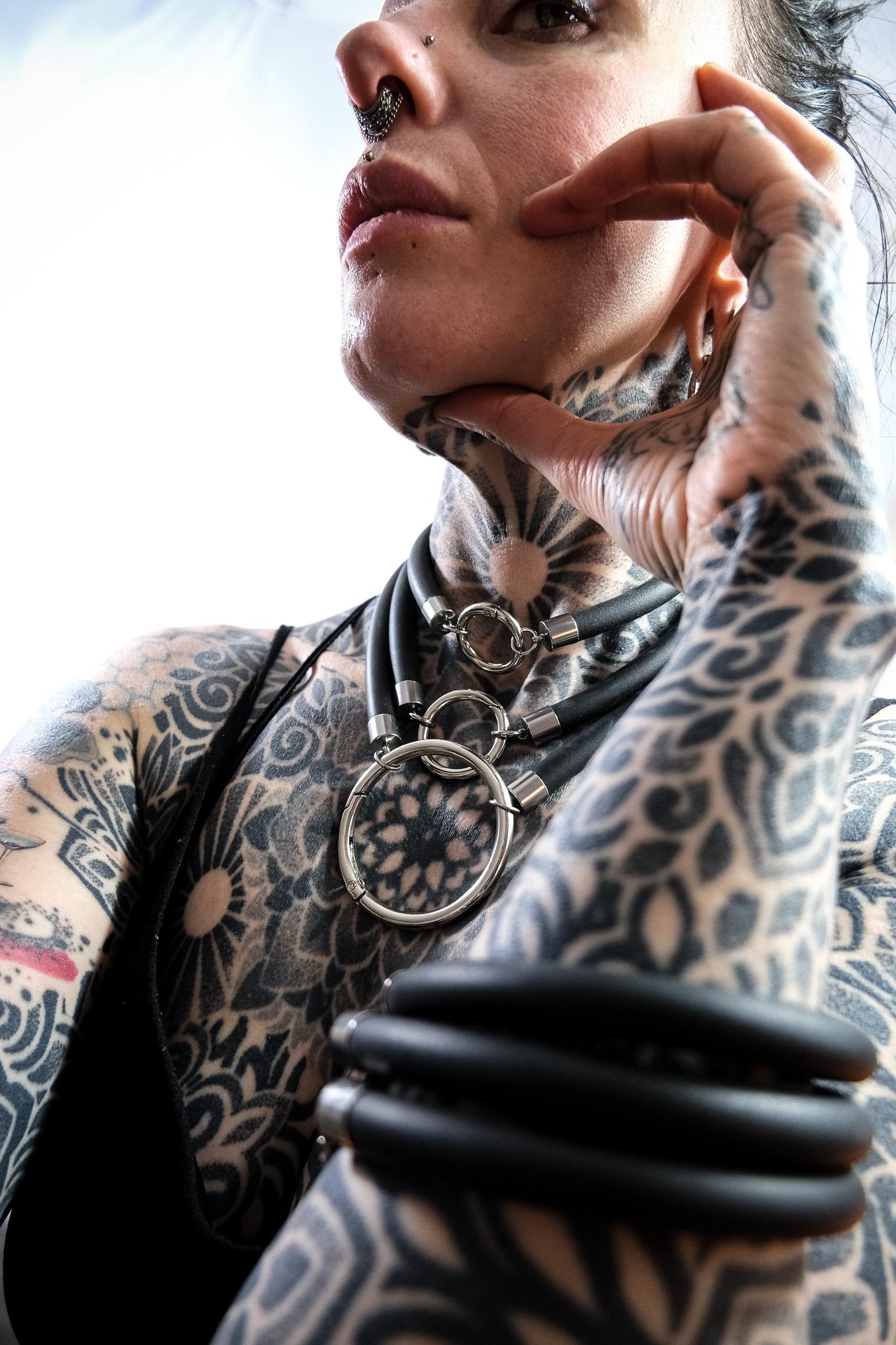 Minimalist Necklace // Rubber Tubing and Medium Stainless Steel O ring Detail // Goth Avant Garde.