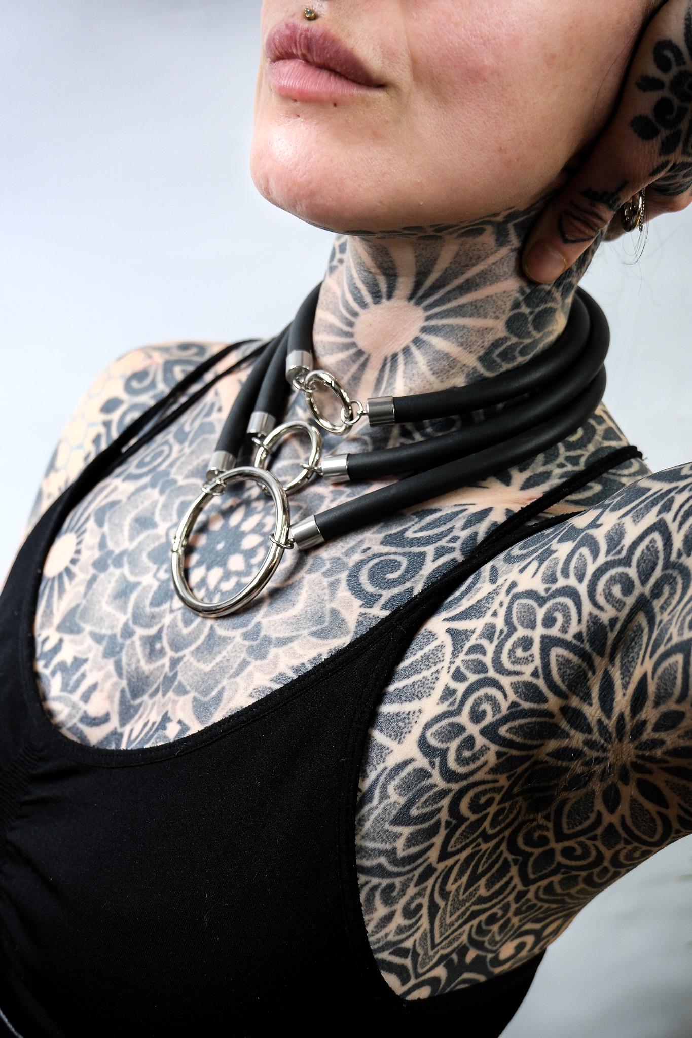 Minimalist Necklace // Rubber Tubing and Medium Stainless Steel O ring Detail // Goth Avant Garde.