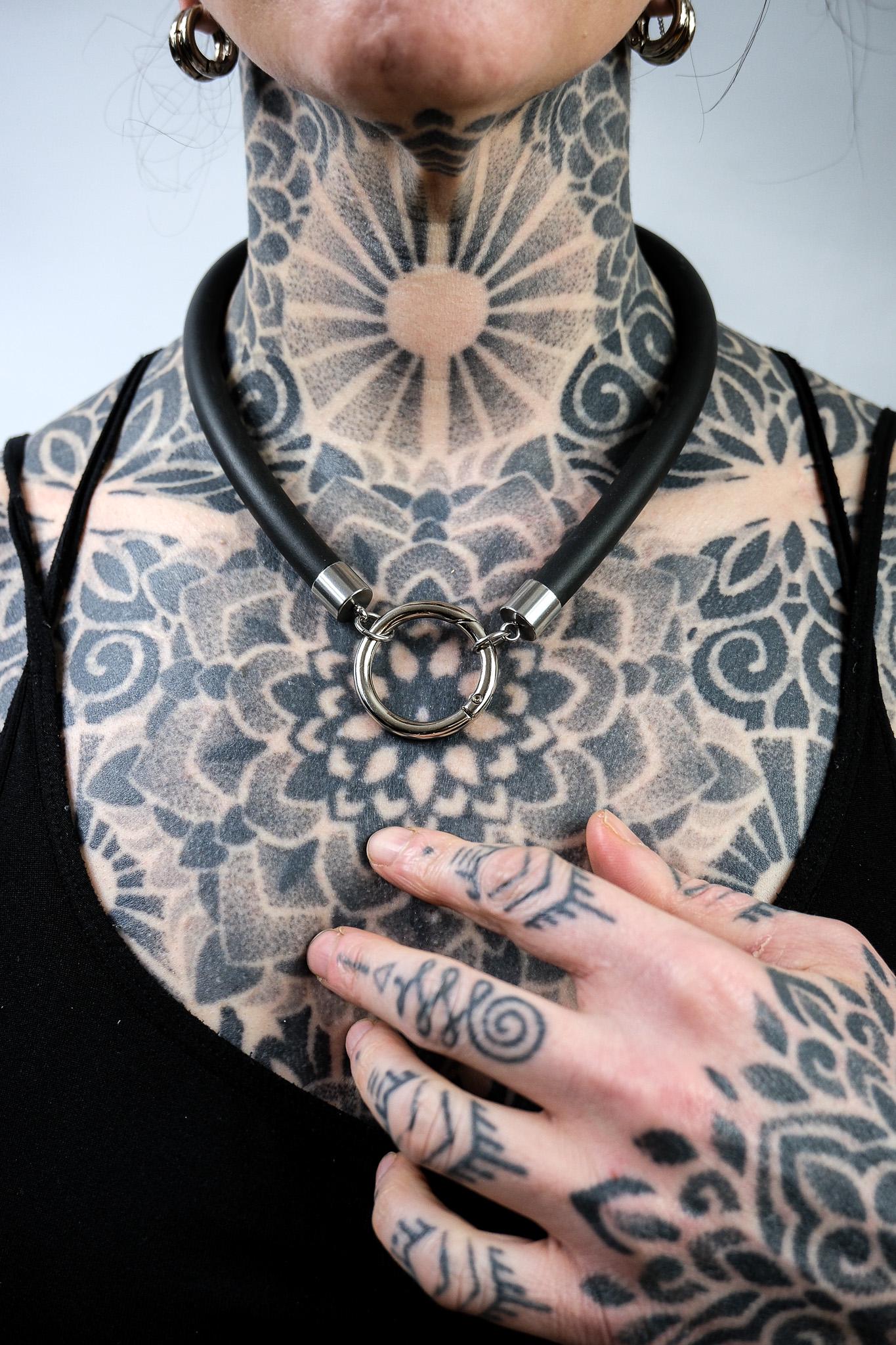 Minimalist Necklace // Rubber Tubing and Medium Stainless Steel O ring Detail // Goth Avant Garde.