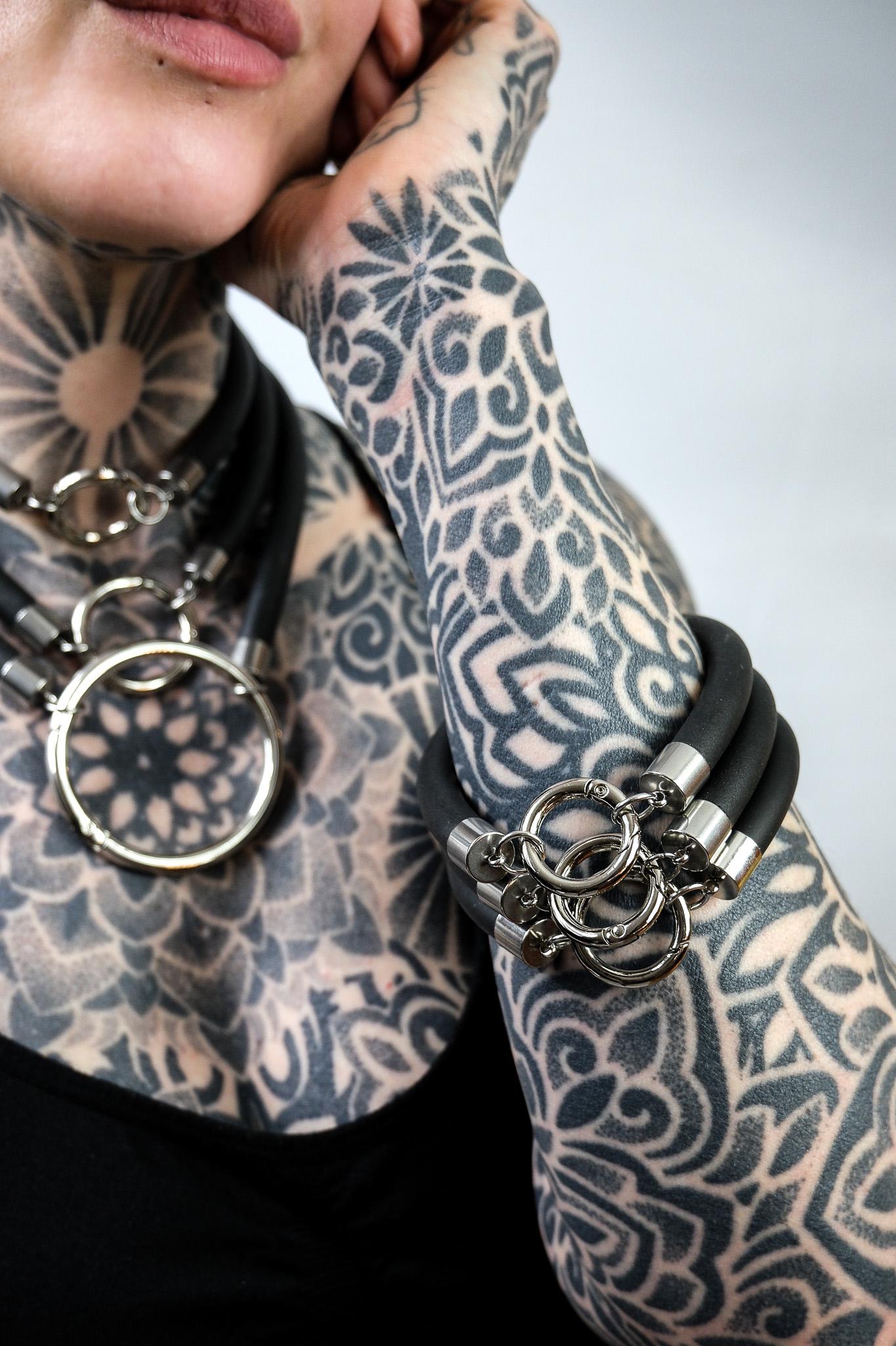 Minimalist Bracelet // Rubber Tubing and Stainless Steel O ring and Detail // Goth Avant Garde.