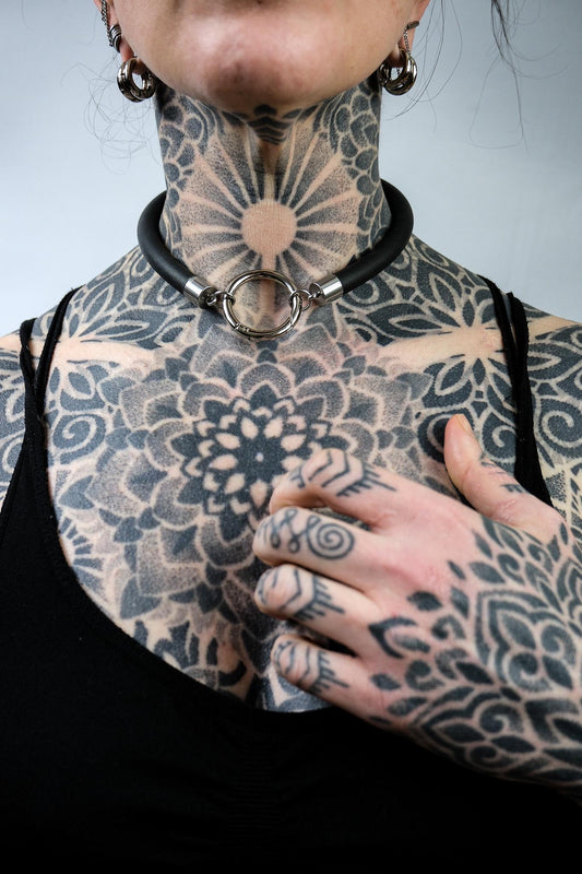 Minimalist Necklace // Rubber Tubing and Medium Stainless Steel O ring Detail // Goth Avant Garde.