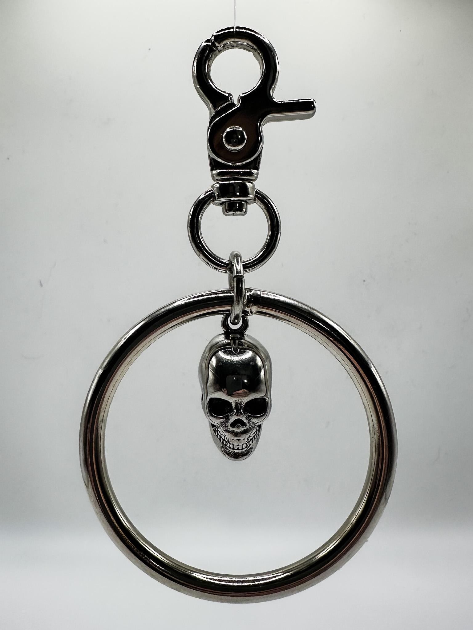 Silver Skull Ring Bag Charm Clip// Backpack Belt Goth Metal. Bird/Cow.