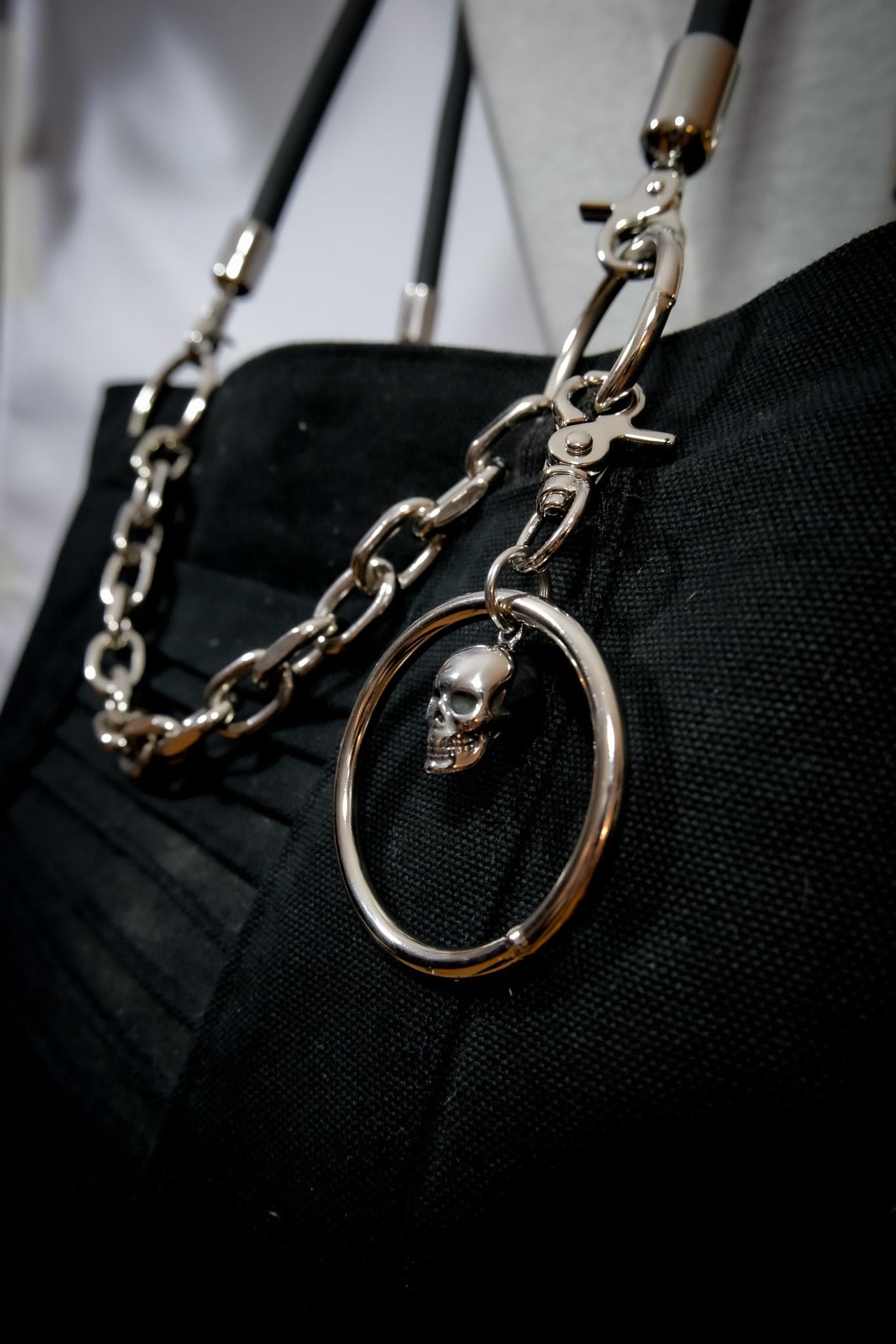 Silver Skull Ring Bag Charm Clip// Backpack Belt Goth Metal. Bird/Cow.