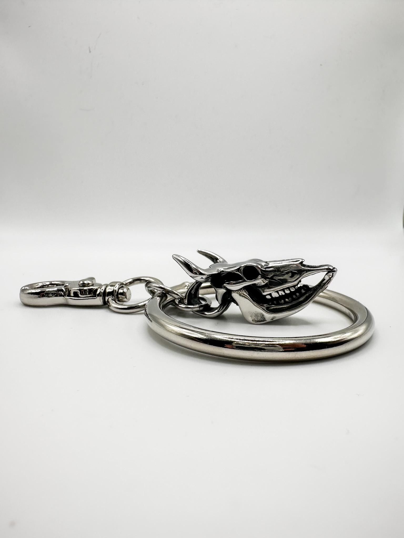 Silver Skull Ring Bag Charm Clip// Backpack Belt Goth Metal. Bird/Cow.