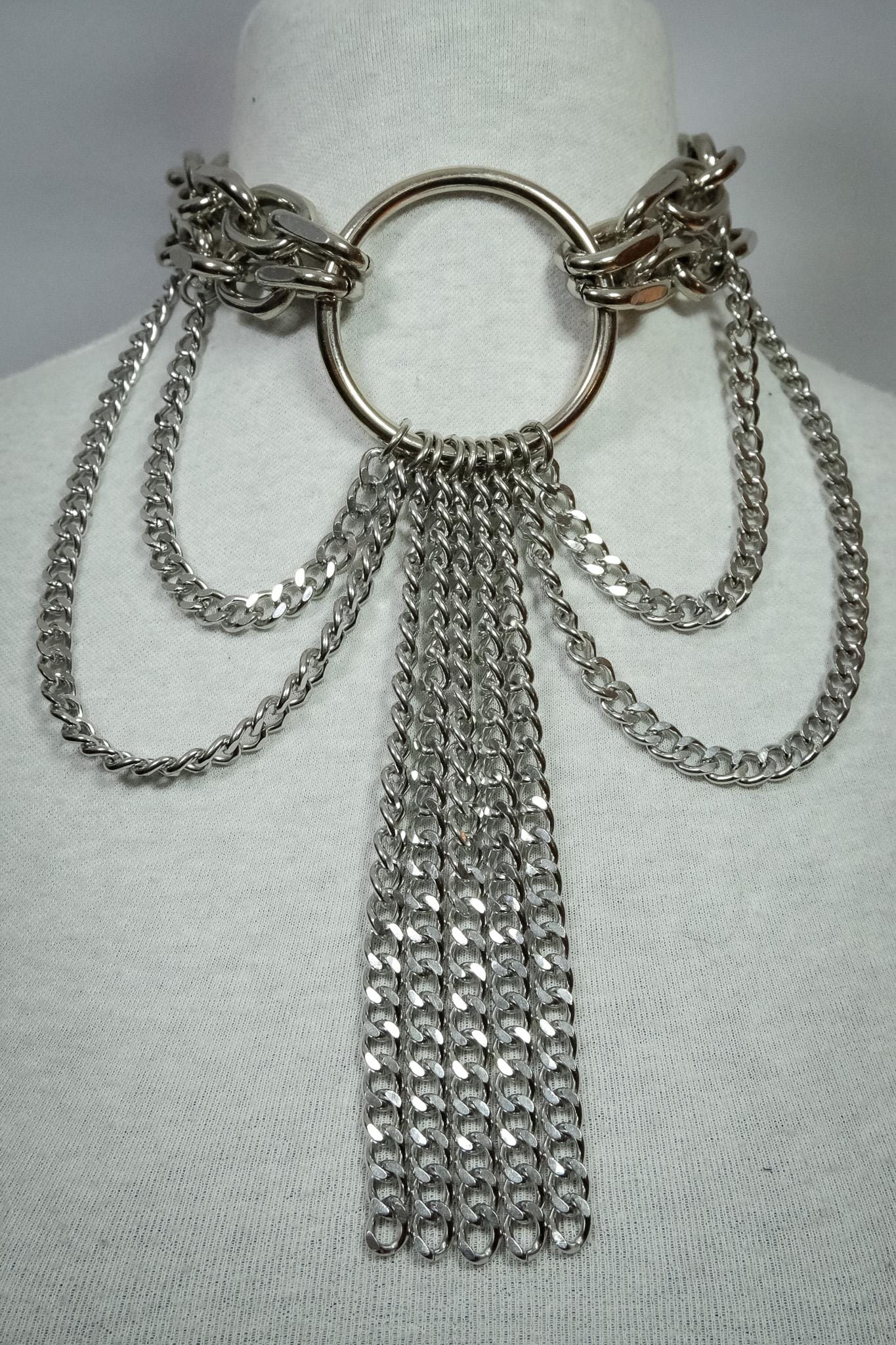 Chunky Cable Chain and Curb Chain O Ring Choker Necklace //Gothic Alternative Animal Garde Jewellery