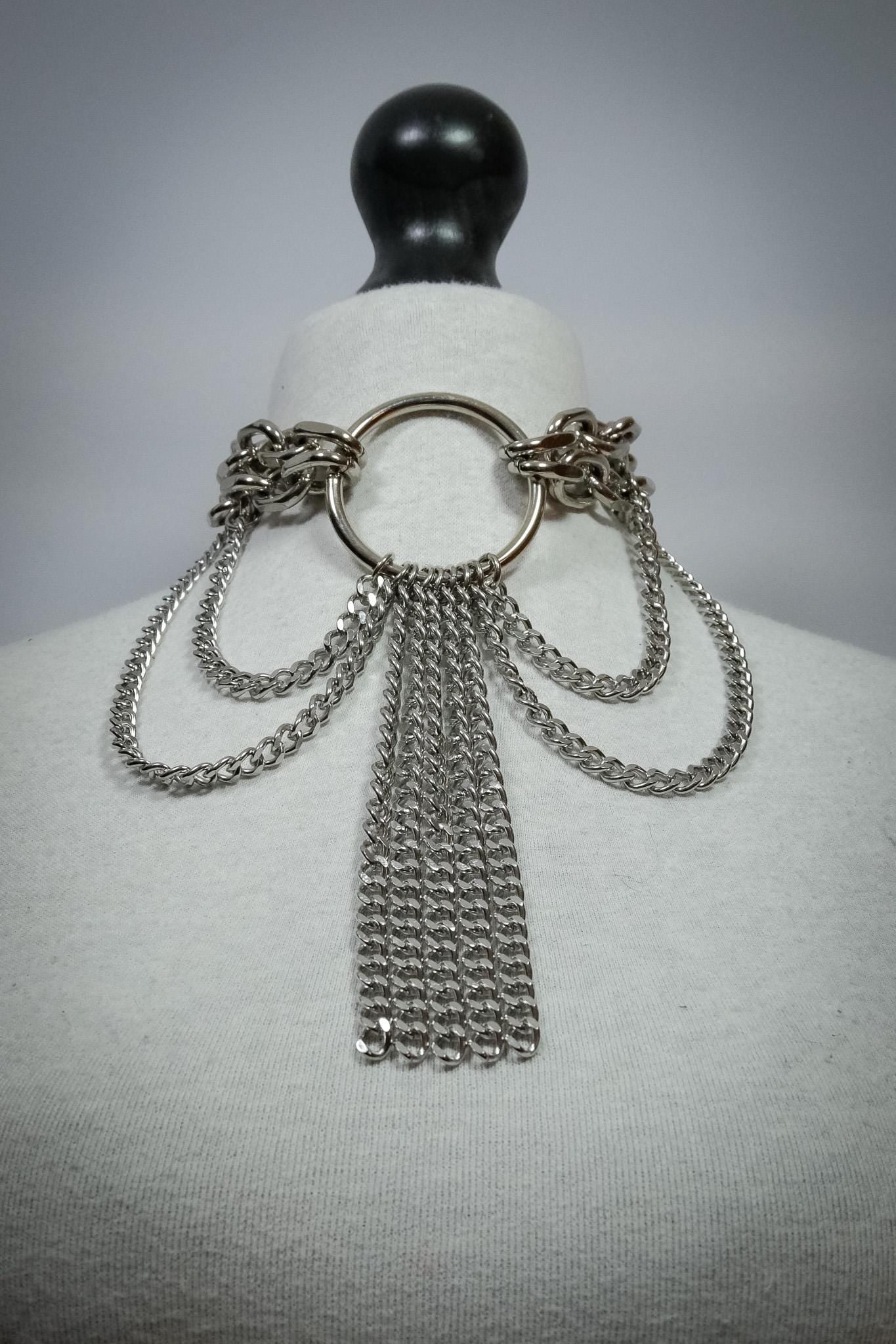 Chunky Cable Chain and Curb Chain O Ring Choker Necklace //Gothic Alternative Animal Garde Jewellery