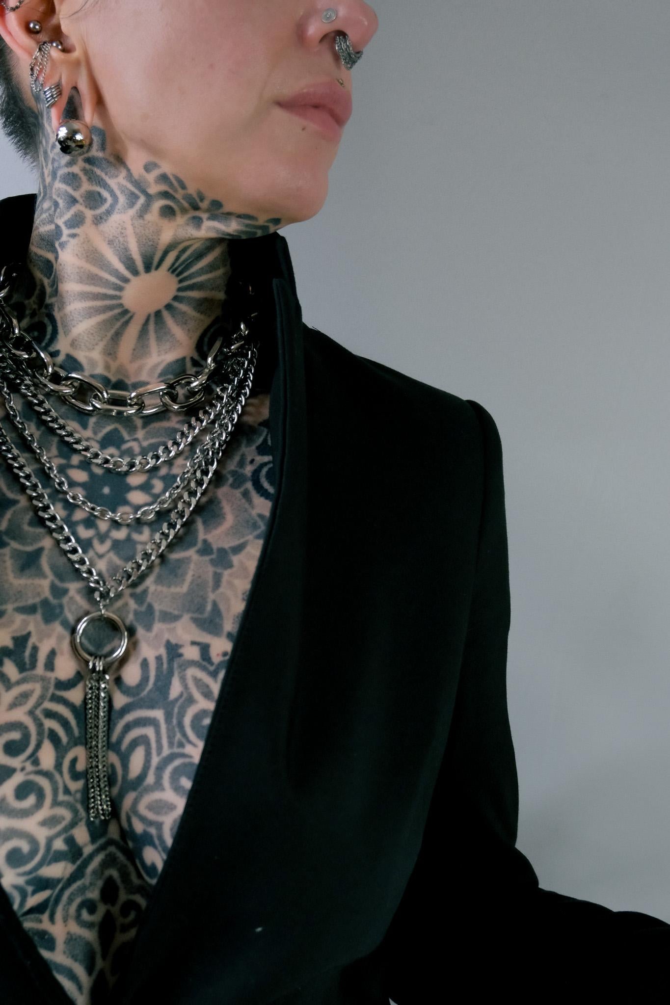 Chunky Cable Chain and Curb Chain O Ring Choker Necklace //Gothic Alternative Garde Jewellery