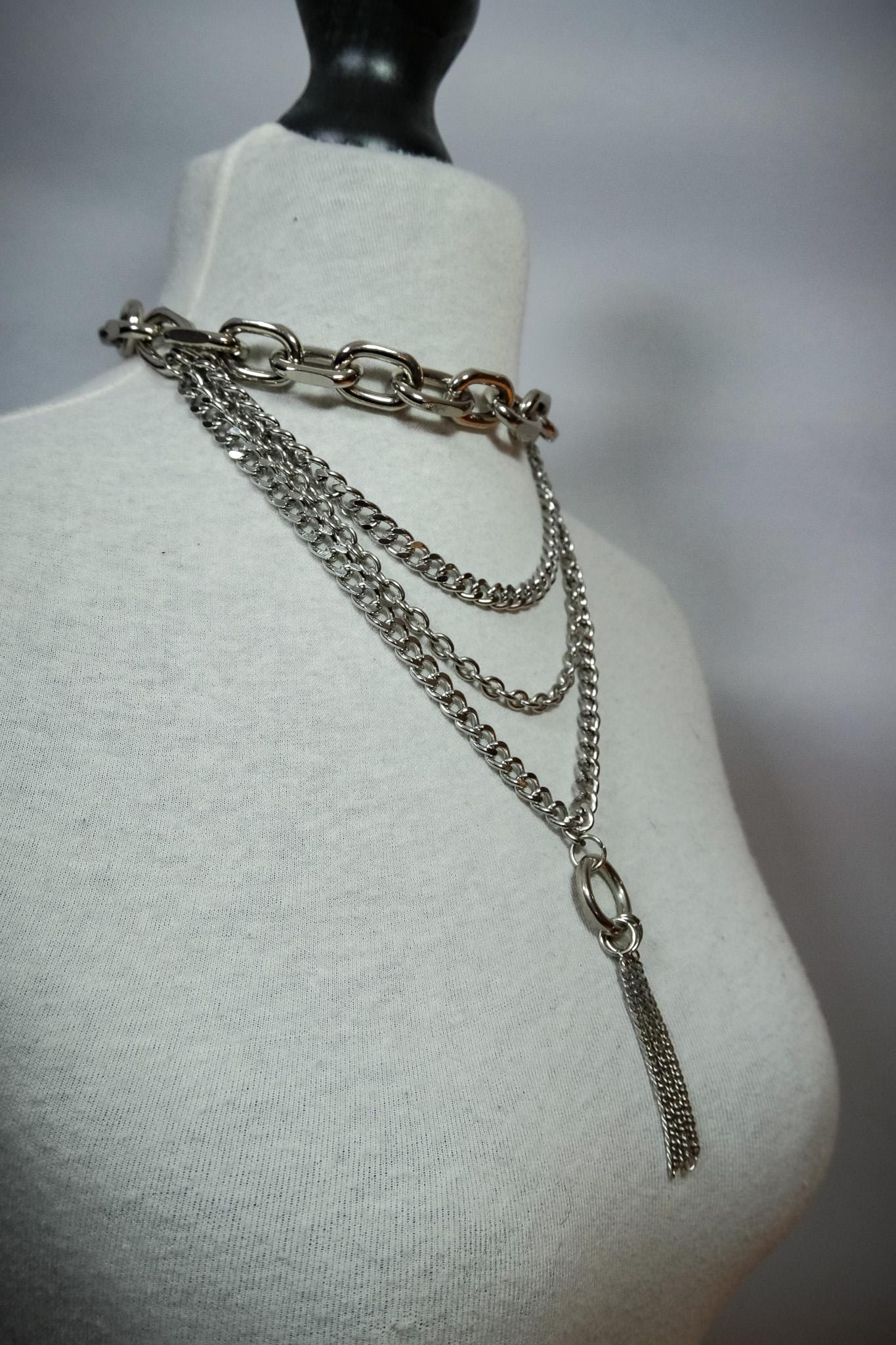 Chunky Cable Chain and Curb Chain O Ring Choker Necklace //Gothic Alternative Garde Jewellery