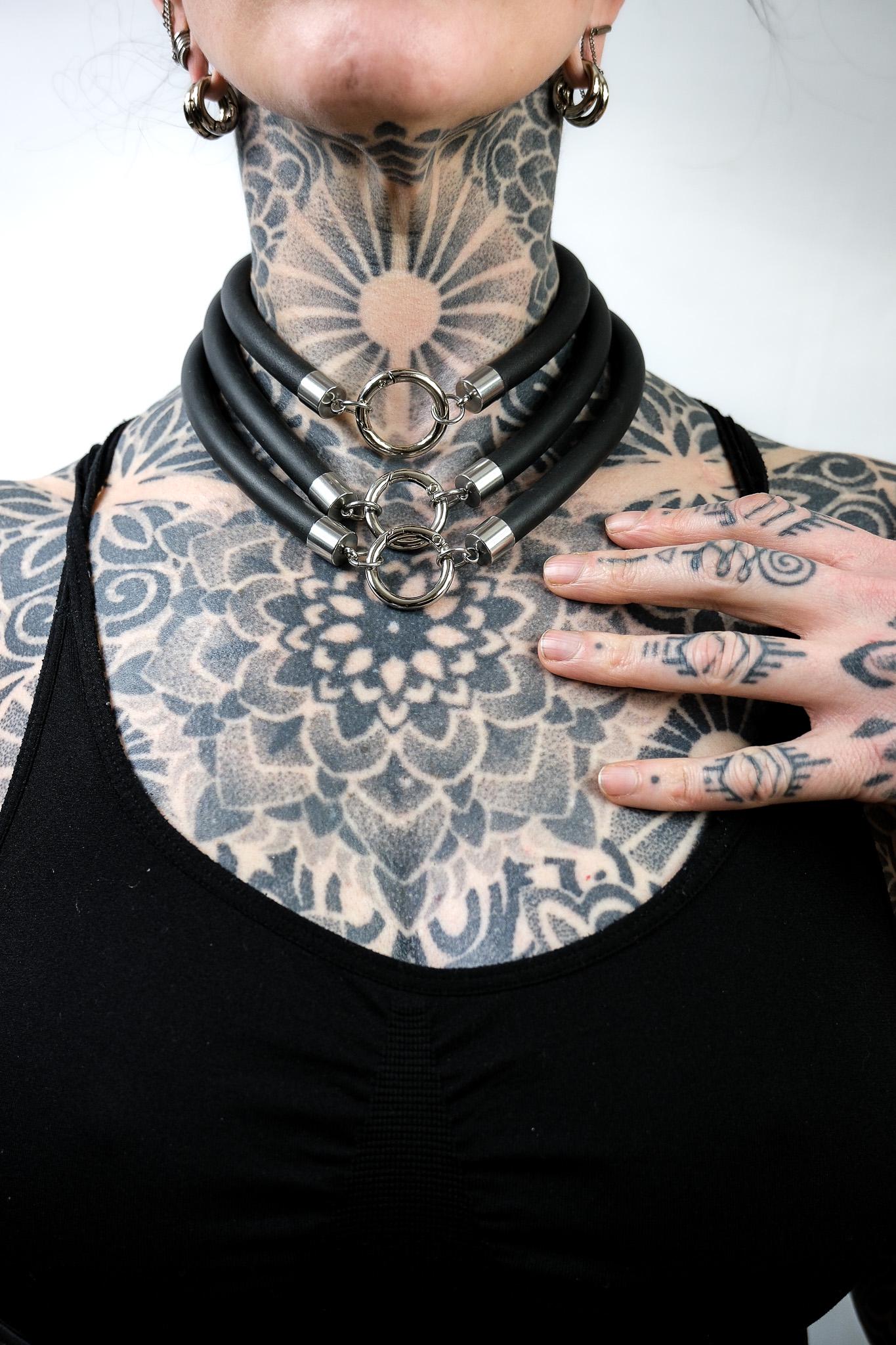 Minimalist Necklace // Rubber Tubing and Medium Stainless Steel O ring Detail // Goth Avant Garde.