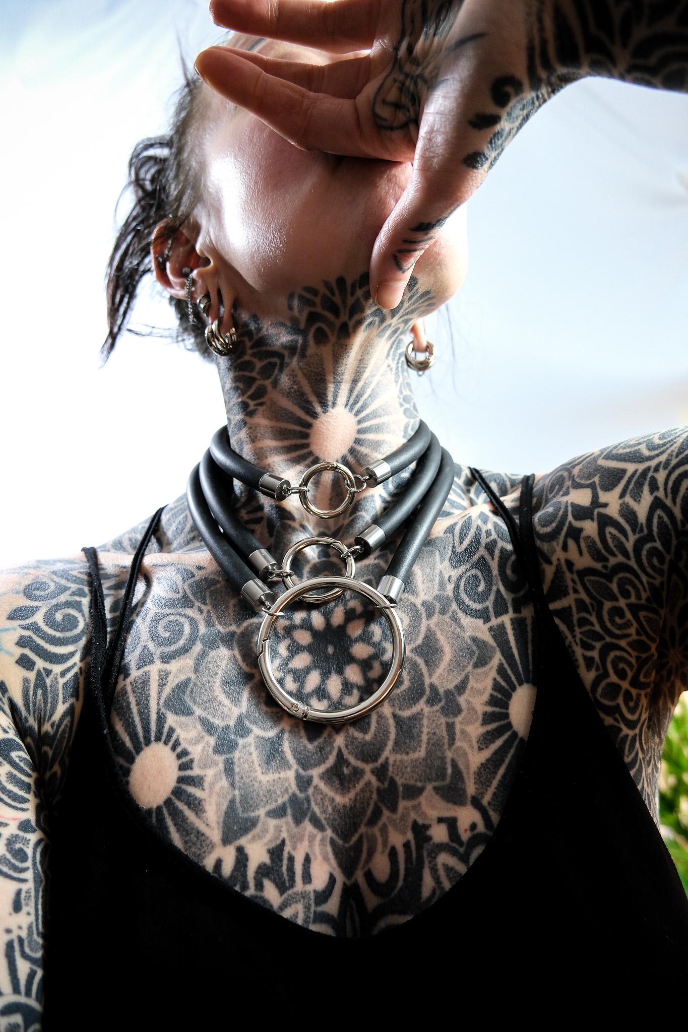 Minimalist Necklace // Rubber Tubing and Small Stainless Steel O ring Detail // Goth Avant Garde.