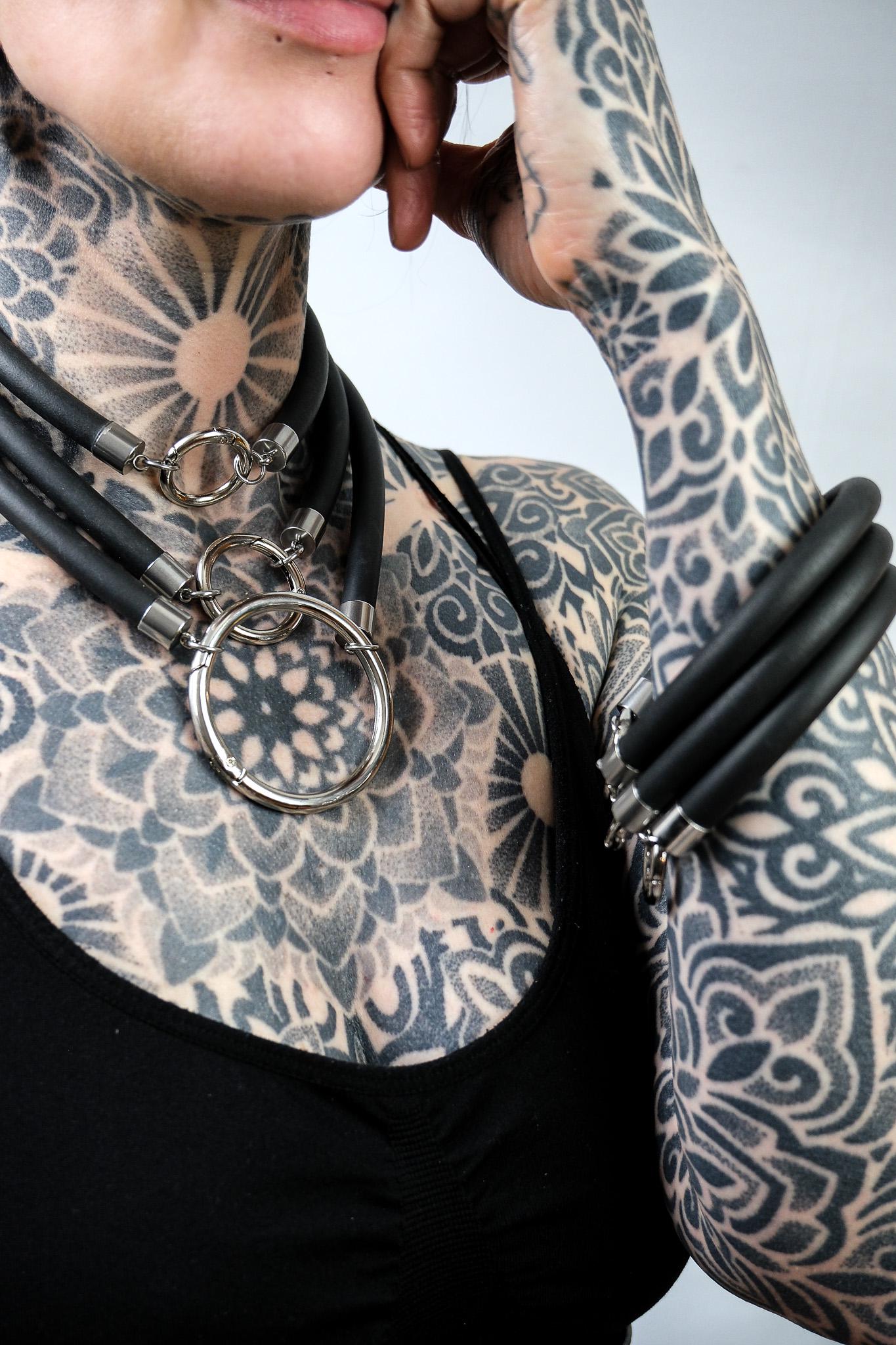 Minimalist Necklace // Rubber Tubing and Small Stainless Steel O ring Detail // Goth Avant Garde.