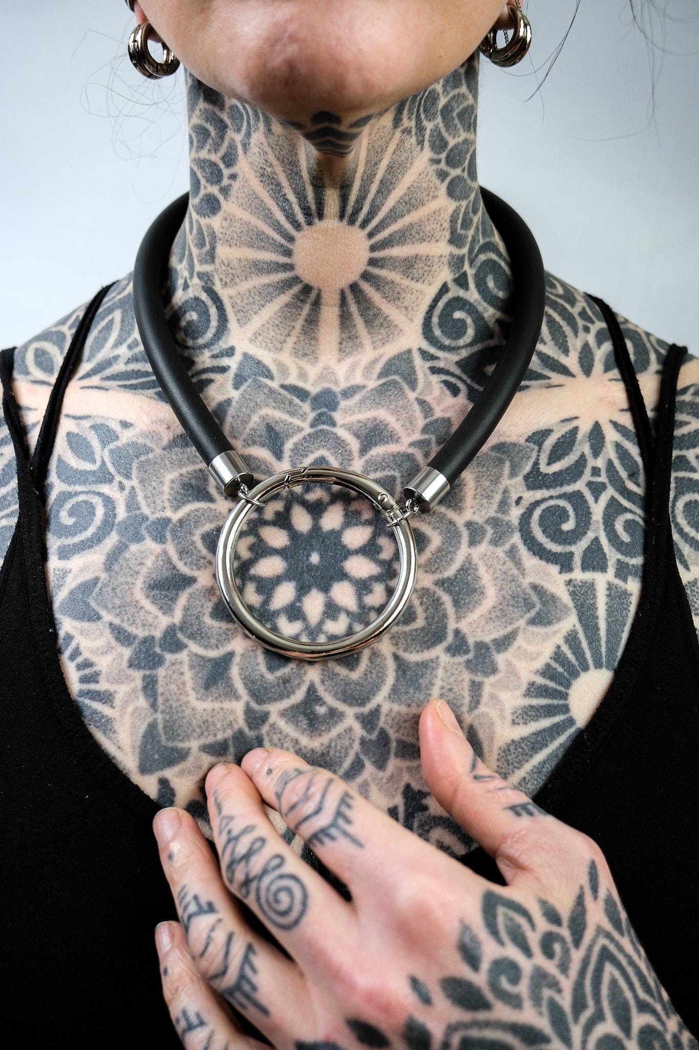 Minimalist Necklace // Rubber Tubing and Large Stainless Steel O ring Detail // Goth Avant Garde.