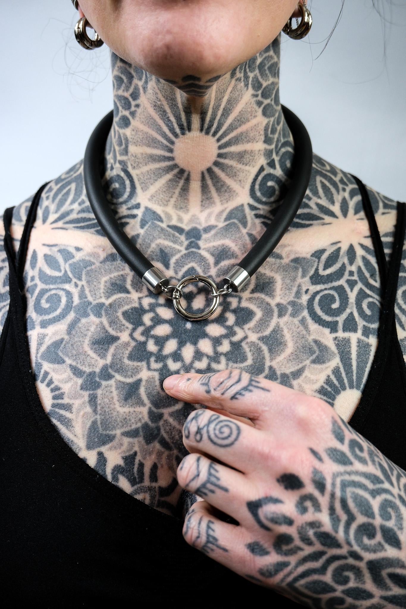 Minimalist Necklace // Rubber Tubing and Small Stainless Steel O ring Detail // Goth Avant Garde.