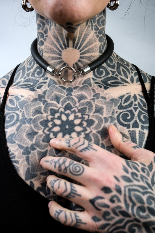 Minimalist Necklace // Rubber Tubing and Small Stainless Steel O ring Detail // Goth Avant Garde.