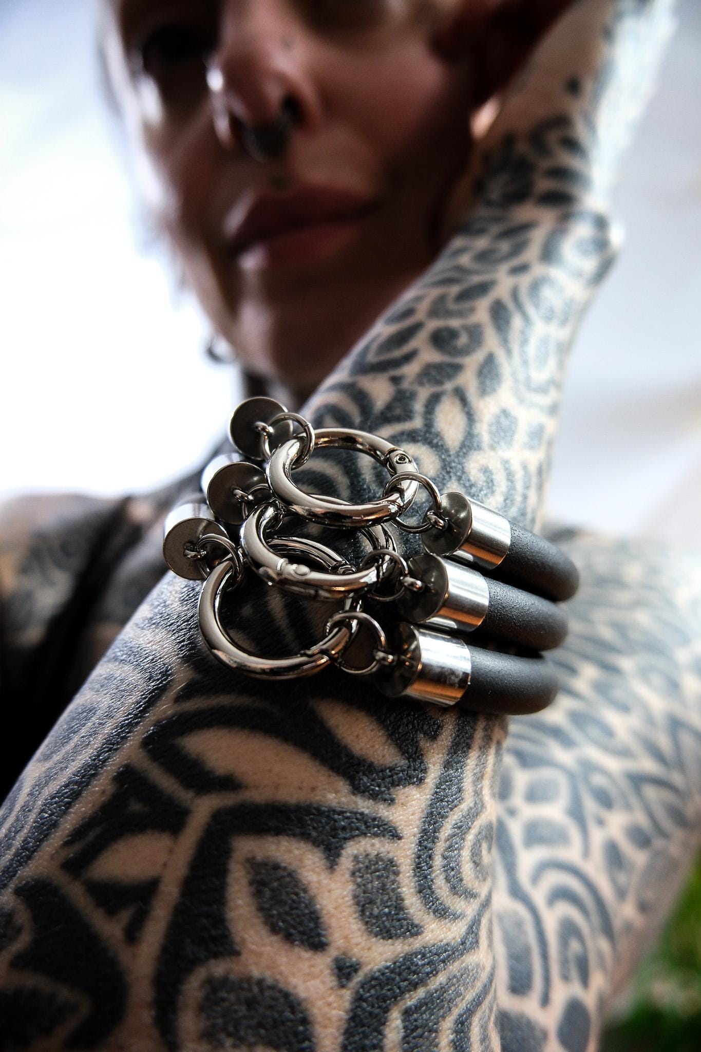 Minimalist Bracelet // Rubber Tubing and Stainless Steel O ring and Detail // Goth Avant Garde.