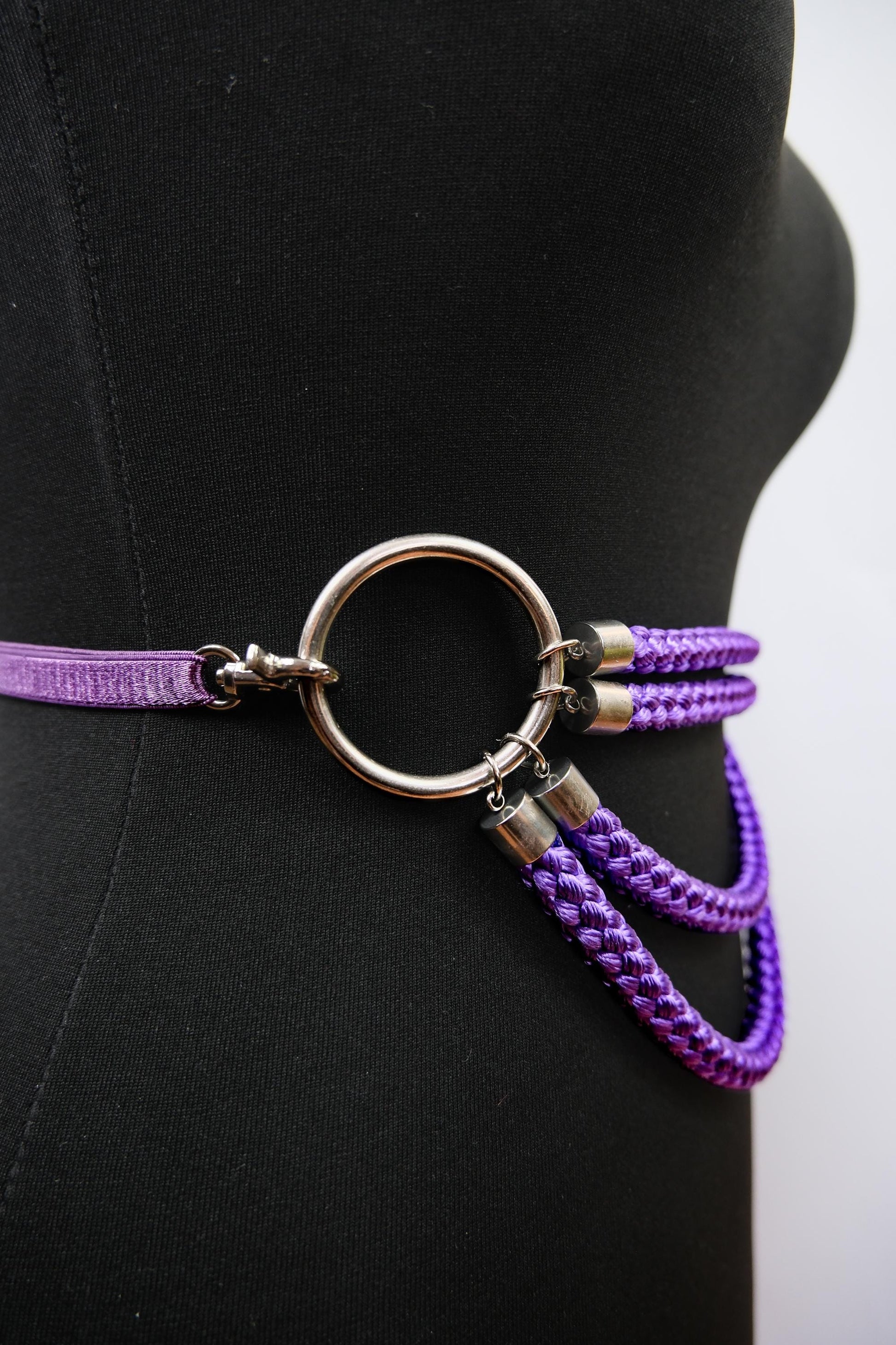 Purple Cage Bra Harness and Belt x Bondage Rope with Silver Accents // Fetish // Bondage // Gothic // Festival // Clubbing