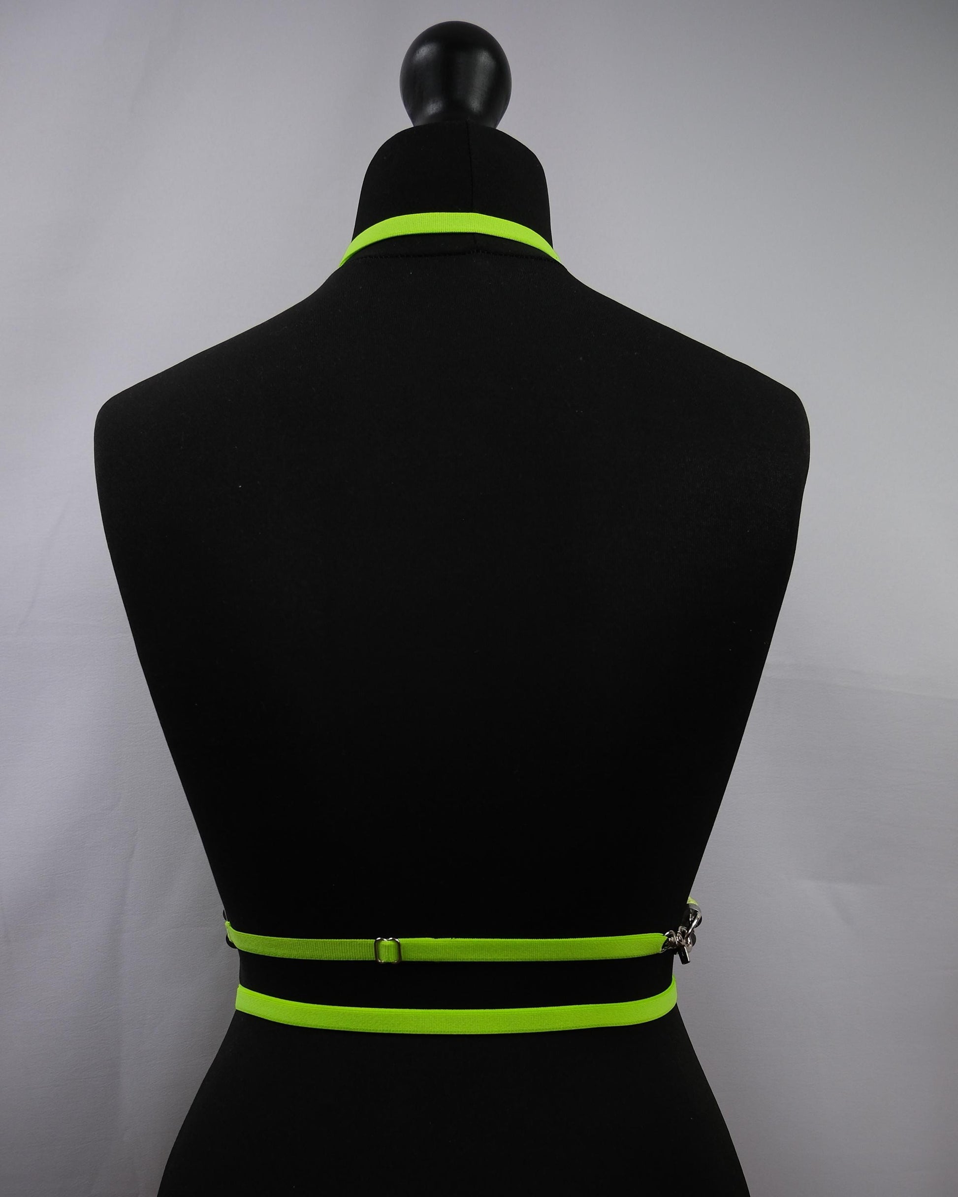 Neon Yellow Cage Bra Harness and Belt x Bondage Rope with Silver Accents // Fetish // Bondage // Festival // Clubbing // UV