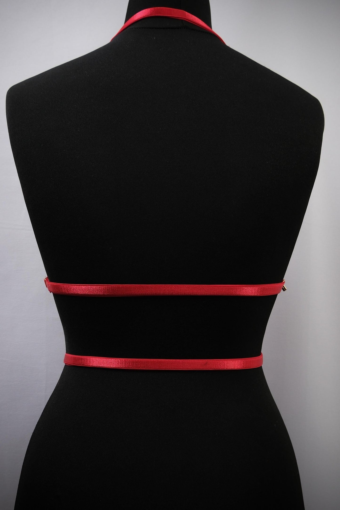 Cage Bra Harness and Belt xRed Shibari Rope with Gold Chain Accents // Fetish // Bondage // Gothic // Festival // Clubbing