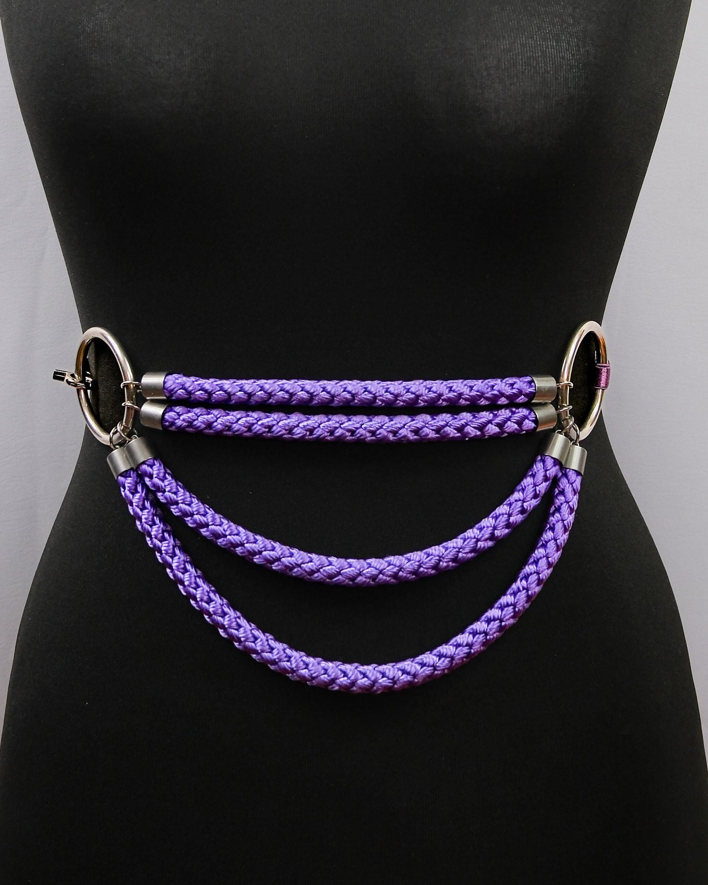 Purple Cage Bra Harness and Belt x Bondage Rope with Silver Accents // Fetish // Bondage // Gothic // Festival // Clubbing