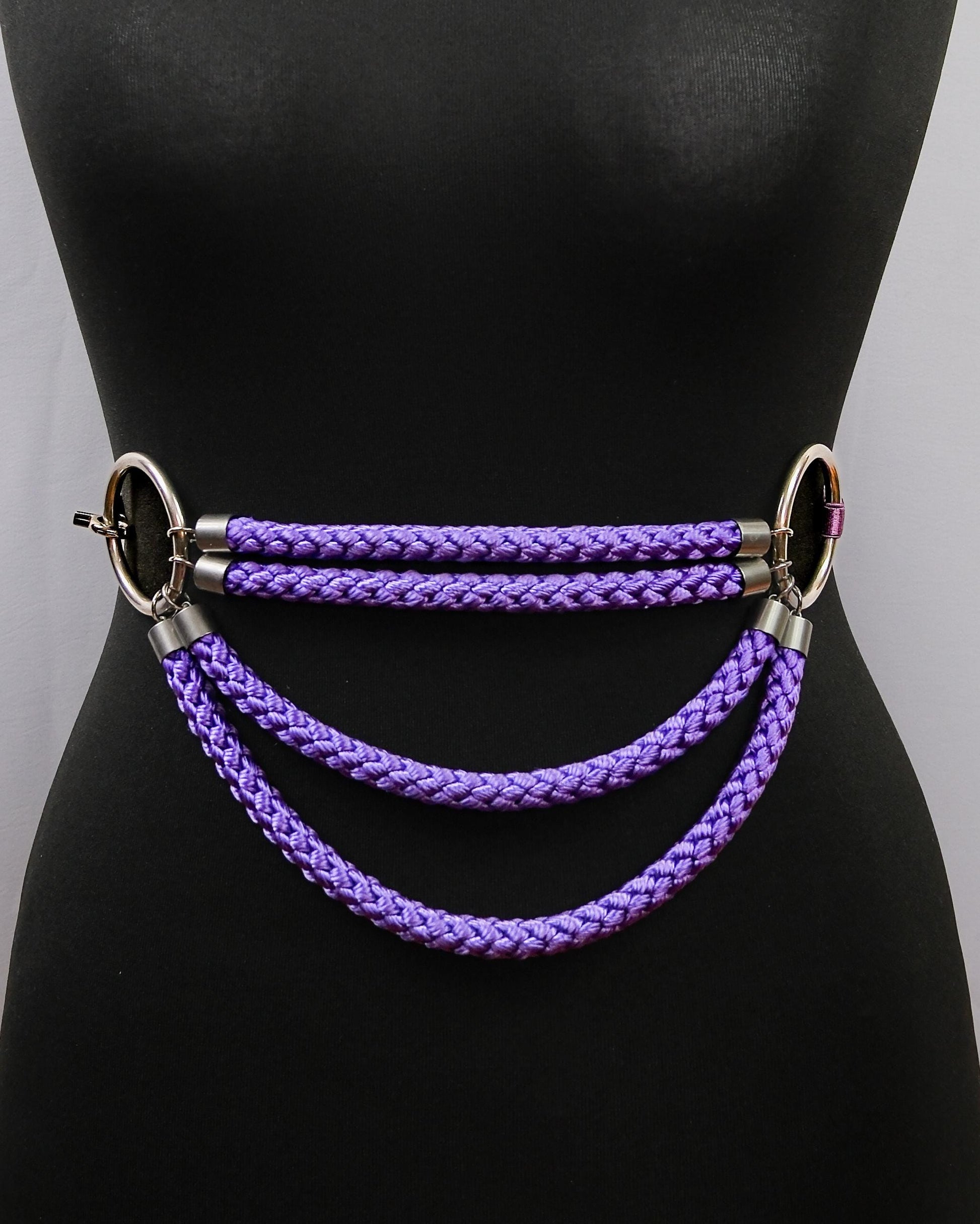 Purple Cage Bra Harness and Belt x Bondage Rope with Silver Accents // Fetish // Bondage // Gothic // Festival // Clubbing