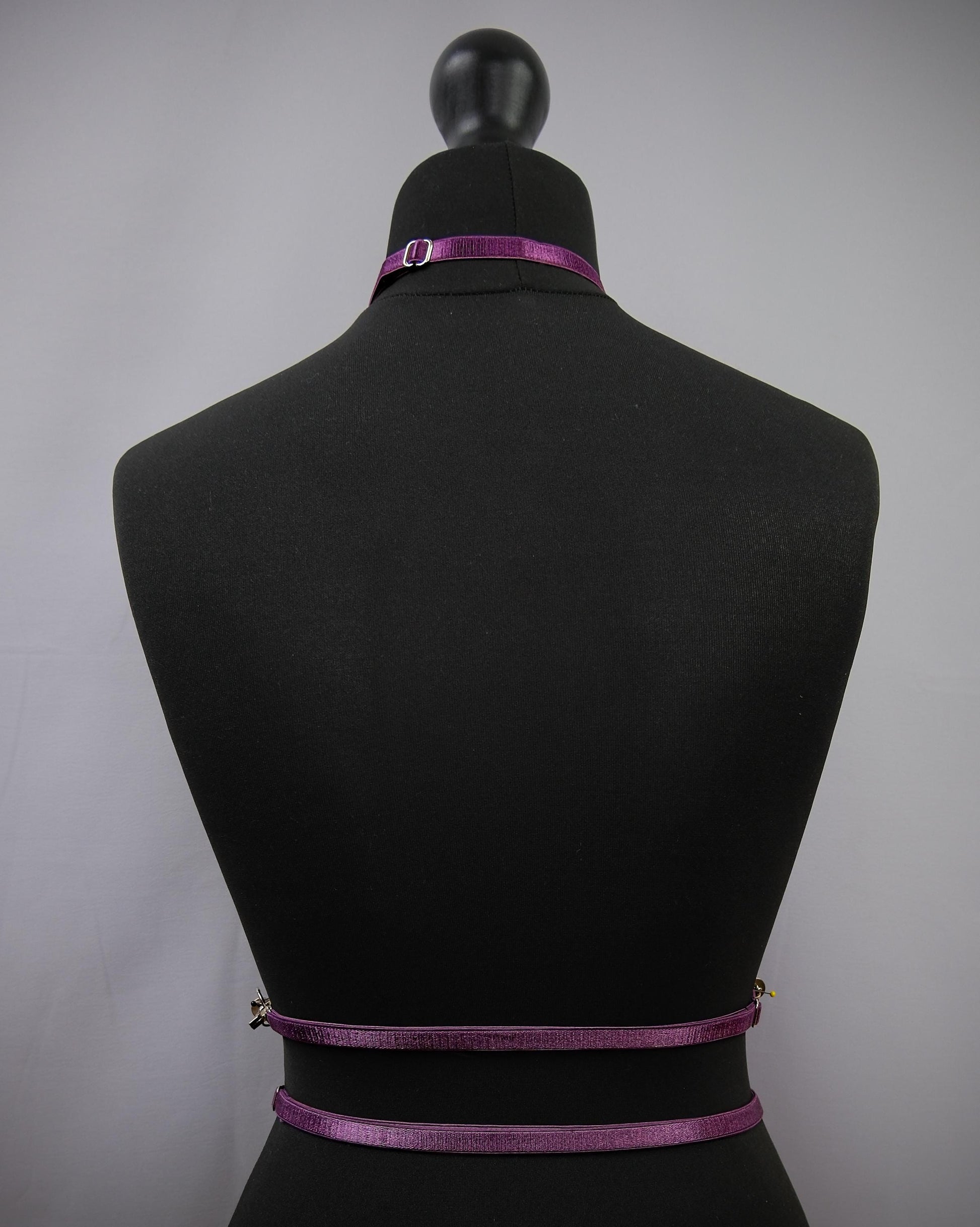 Purple Cage Bra Harness and Belt x Bondage Rope with Silver Accents // Fetish // Bondage // Gothic // Festival // Clubbing