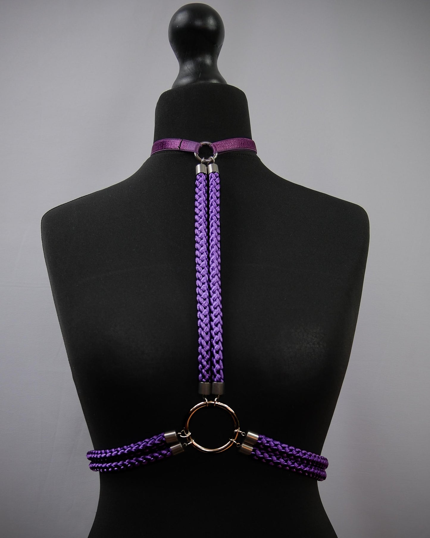 Purple Cage Bra Harness and Belt x Bondage Rope with Silver Accents // Fetish // Bondage // Gothic // Festival // Clubbing