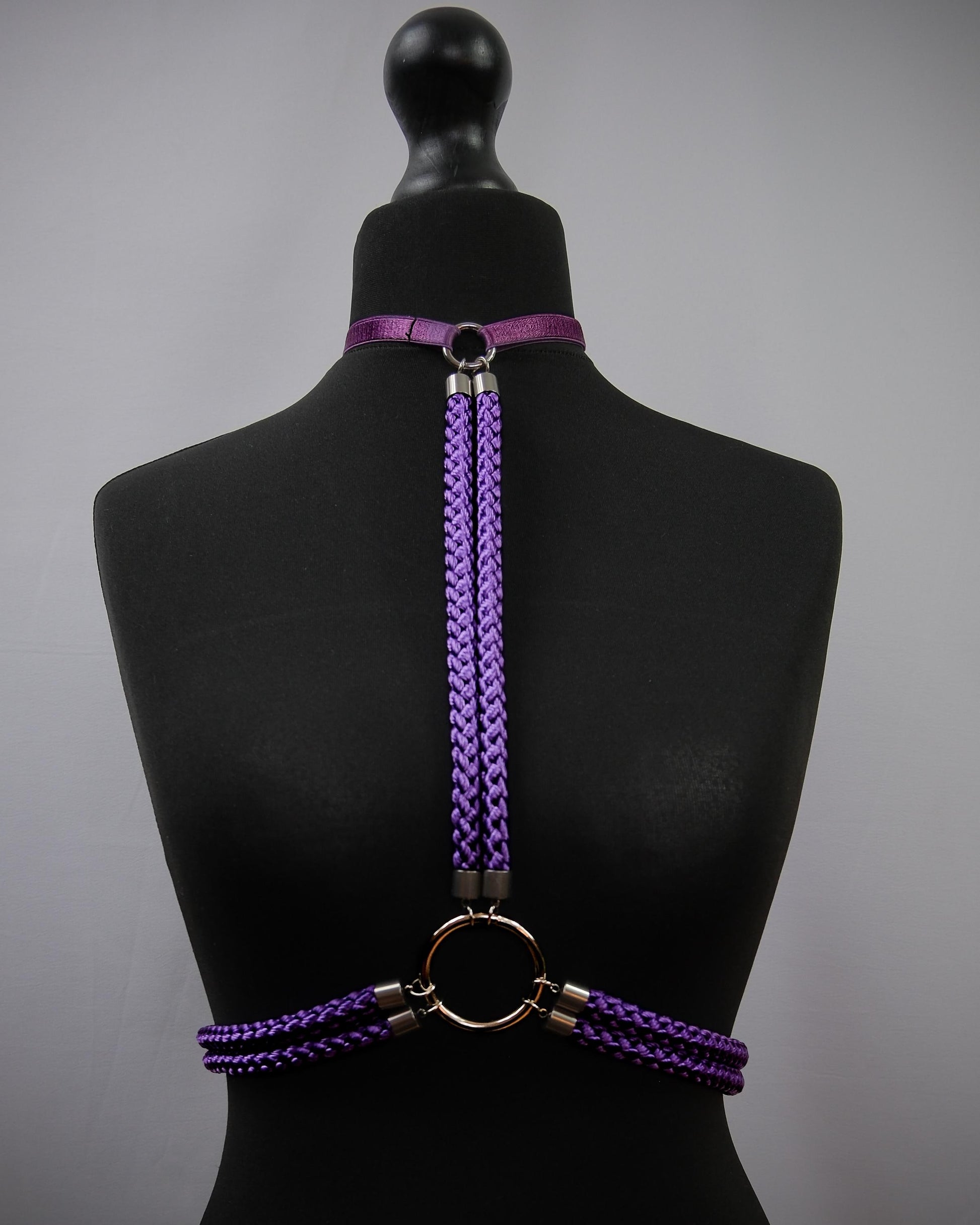 Purple Cage Bra Harness and Belt x Bondage Rope with Silver Accents // Fetish // Bondage // Gothic // Festival // Clubbing