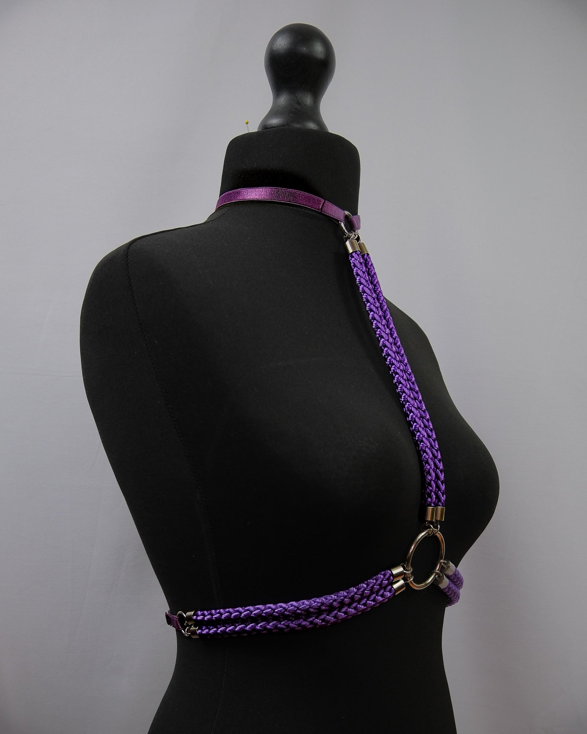Purple Cage Bra Harness and Belt x Bondage Rope with Silver Accents // Fetish // Bondage // Gothic // Festival // Clubbing